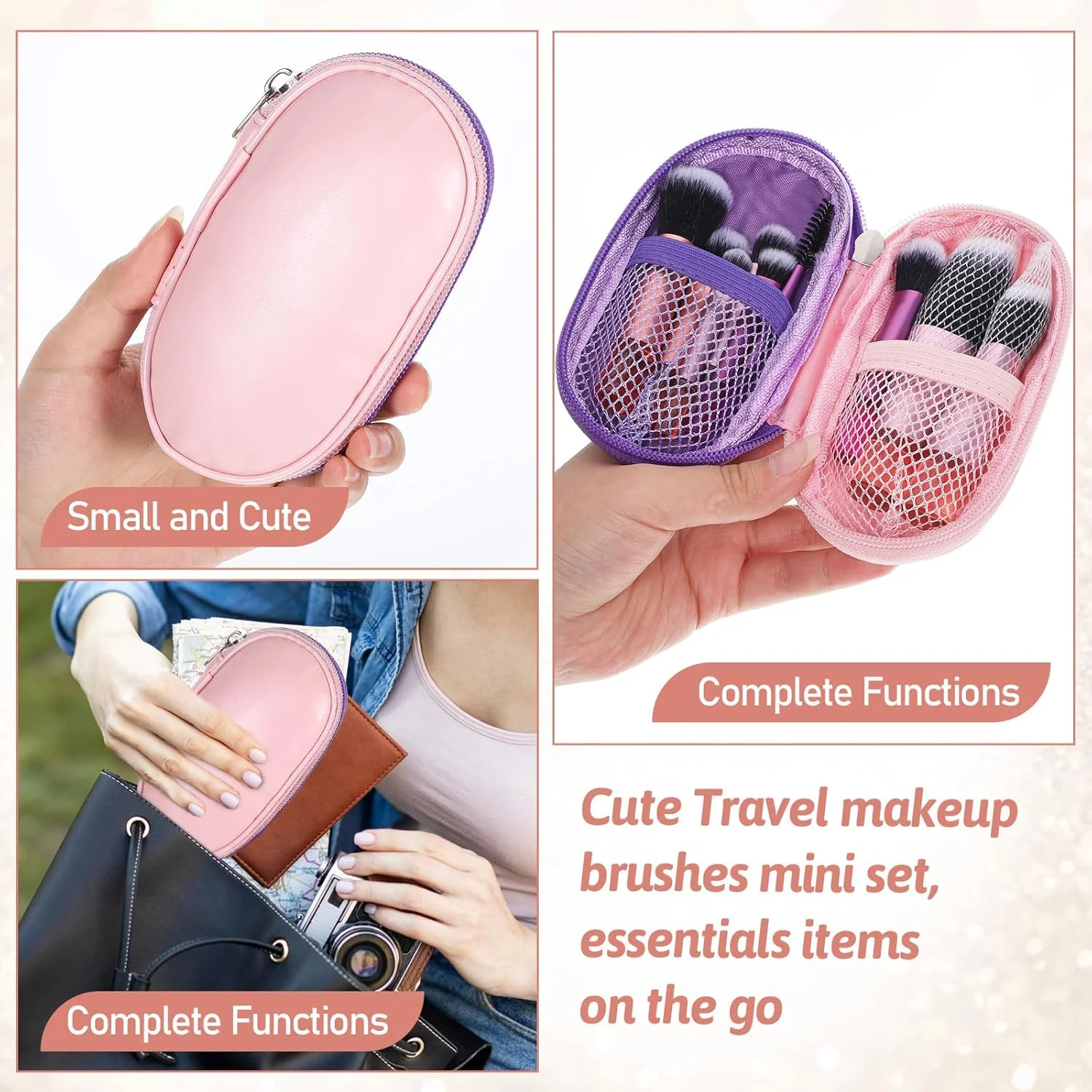 ست 14 عددی برس آرایشی مسافرتی مینی، ست کامل و کاربردی برس های آرایشی قابل حمل، برس آرایشی کوتاه کوچک برای سایه چشم، رژ لب، کرم پودر، کانسیلر، لوازم ضروری سفر ست 14 عددی برس آرایشی مسافرتی مینی، ست کامل و کاربردی برس های آرایشی قابل حمل، برس آرایشی کوتاه کوچک برای سایه چشم، رژ لب، کرم پودر، کانسیلر، لوازم ضروری سفر