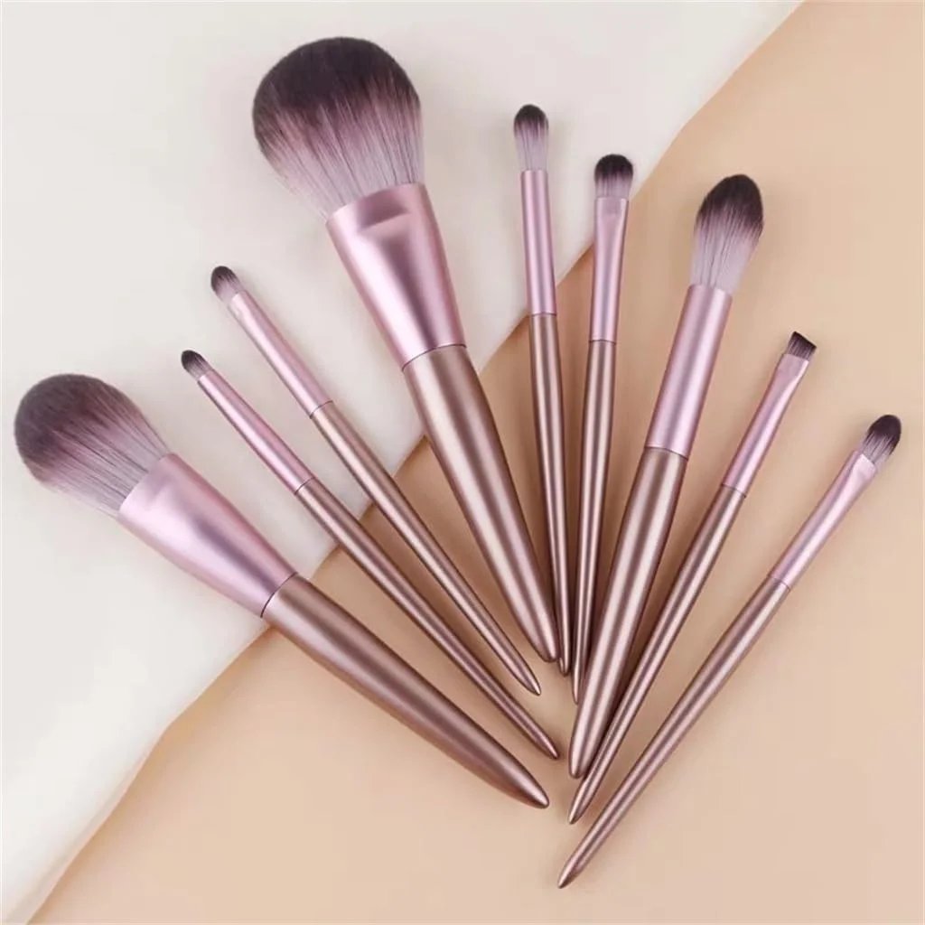 ست برس آرایشی 13 عددی پودینگ کوچک، ست برس آرایشی یاسی، ابزار کامل آرایشی برای مبتدیان