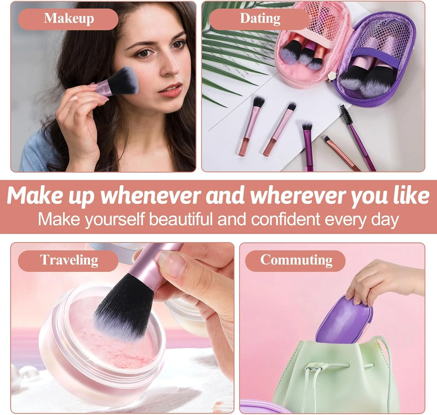 ست 14 عددی برس آرایشی مسافرتی مینی، ست کامل و کاربردی برس های آرایشی قابل حمل، برس آرایشی کوتاه کوچک برای سایه چشم، رژ لب، کرم پودر، کانسیلر، لوازم ضروری سفر ست 14 عددی برس آرایشی مسافرتی مینی، ست کامل و کاربردی برس های آرایشی قابل حمل، برس آرایشی کوتاه کوچک برای سایه چشم، رژ لب، کرم پودر، کانسیلر، لوازم ضروری سفر