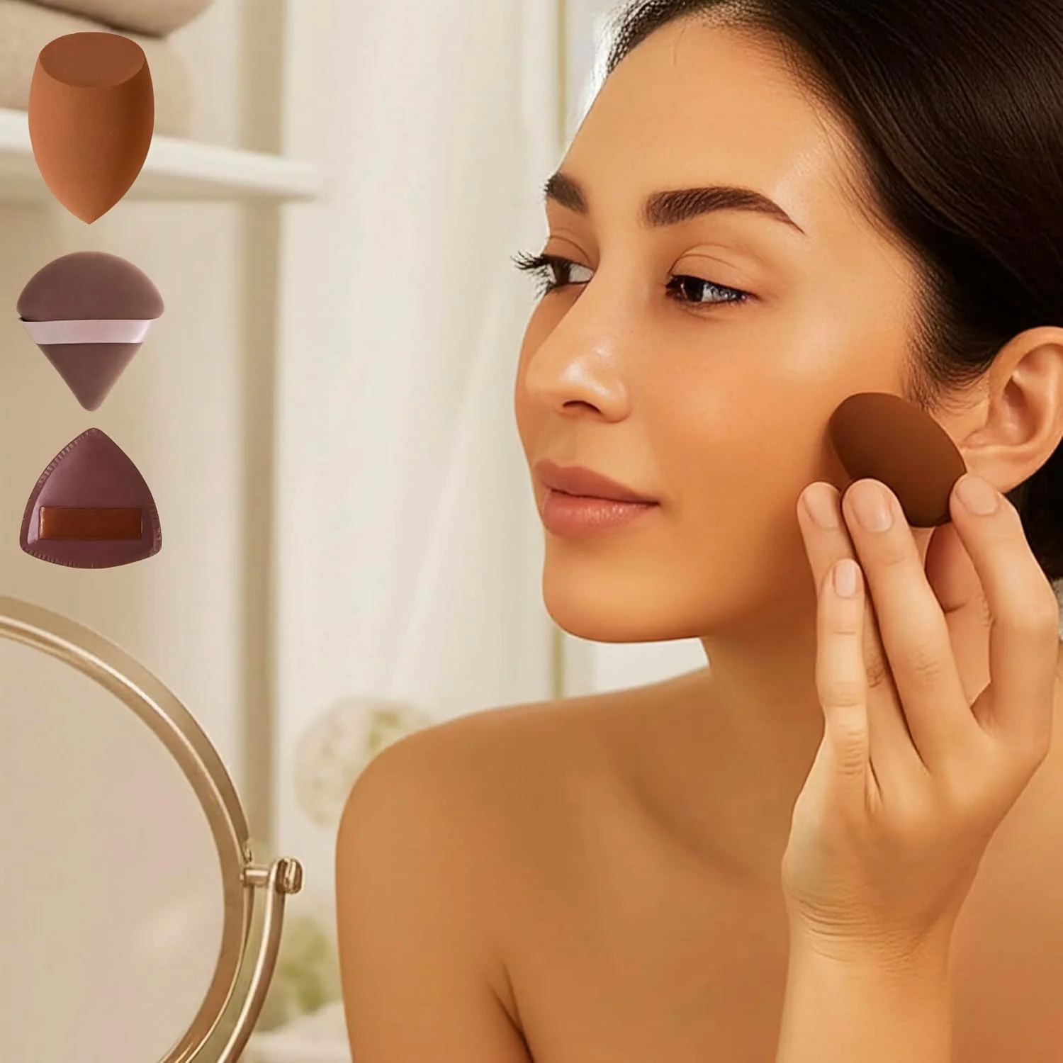 ست برس آرایشی 13 تکه با کیف و 3 اسفنج آرایشی | کیت برس آرایشی حرفه ای برای کرم پودر، پودر، رژگونه، سایه چشم | لوازم ضروری مسافرتی