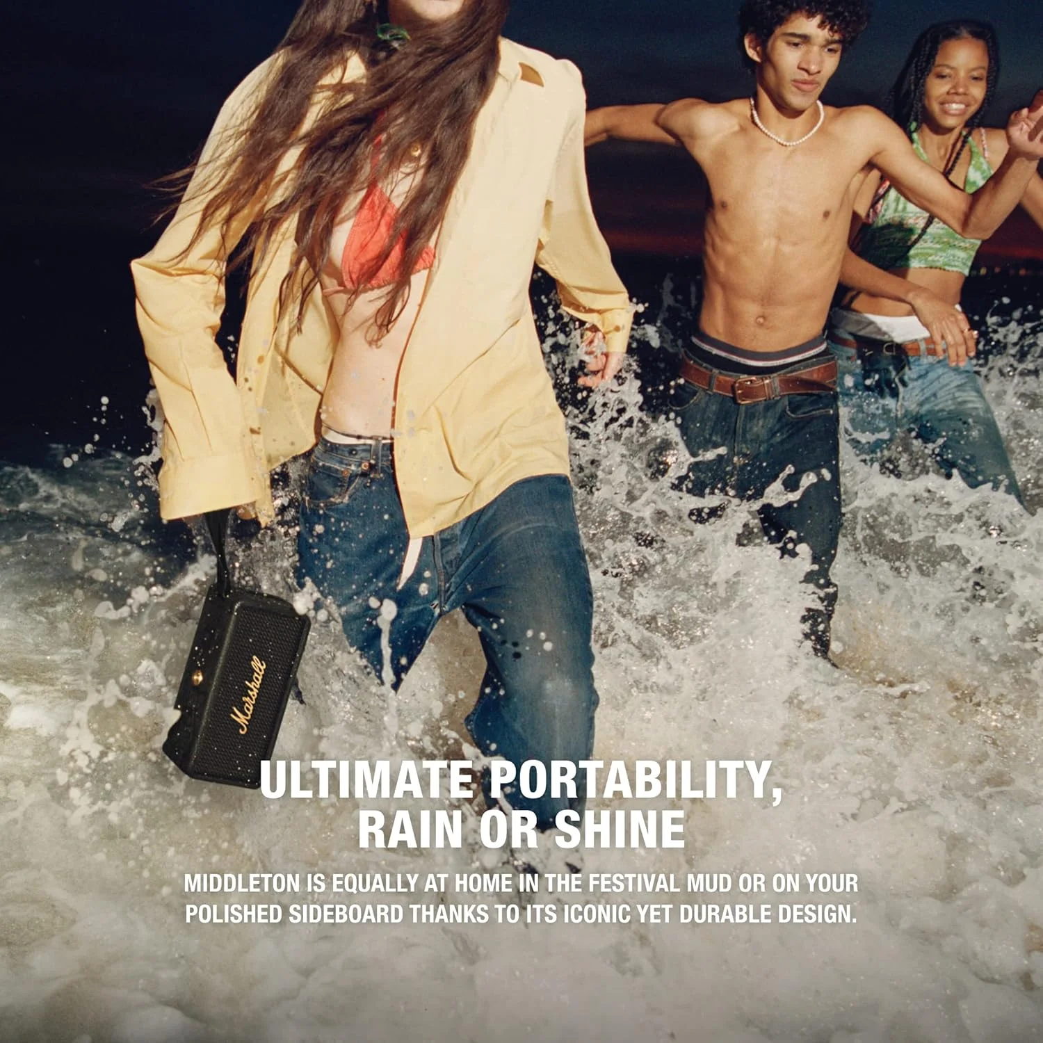 اسپیکر بلوتوثی قابل حمل مارشال میدلتون برای ماجراجویی در فضای باز، 20+ ساعت پخش بی سیم، مقاوم در برابر آب IP67 50W - مشکی و برنجی اسپیکر بلوتوثی قابل حمل مارشال میدلتون برای ماجراجویی در فضای باز، 20+ ساعت پخش بی سیم، مقاوم در برابر آب IP67 50W - مشکی و برنجی