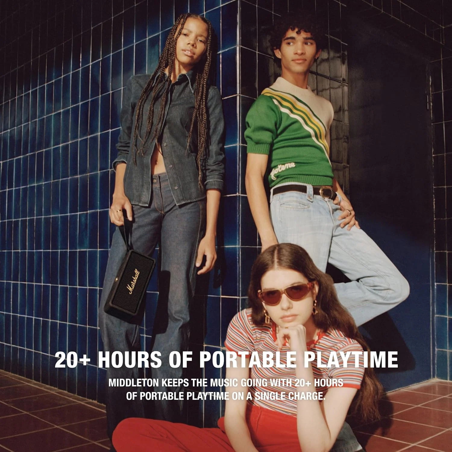 اسپیکر بلوتوثی قابل حمل مارشال میدلتون برای ماجراجویی در فضای باز، 20+ ساعت پخش بی سیم، مقاوم در برابر آب IP67 50W - مشکی و برنجی اسپیکر بلوتوثی قابل حمل مارشال میدلتون برای ماجراجویی در فضای باز، 20+ ساعت پخش بی سیم، مقاوم در برابر آب IP67 50W - مشکی و برنجی