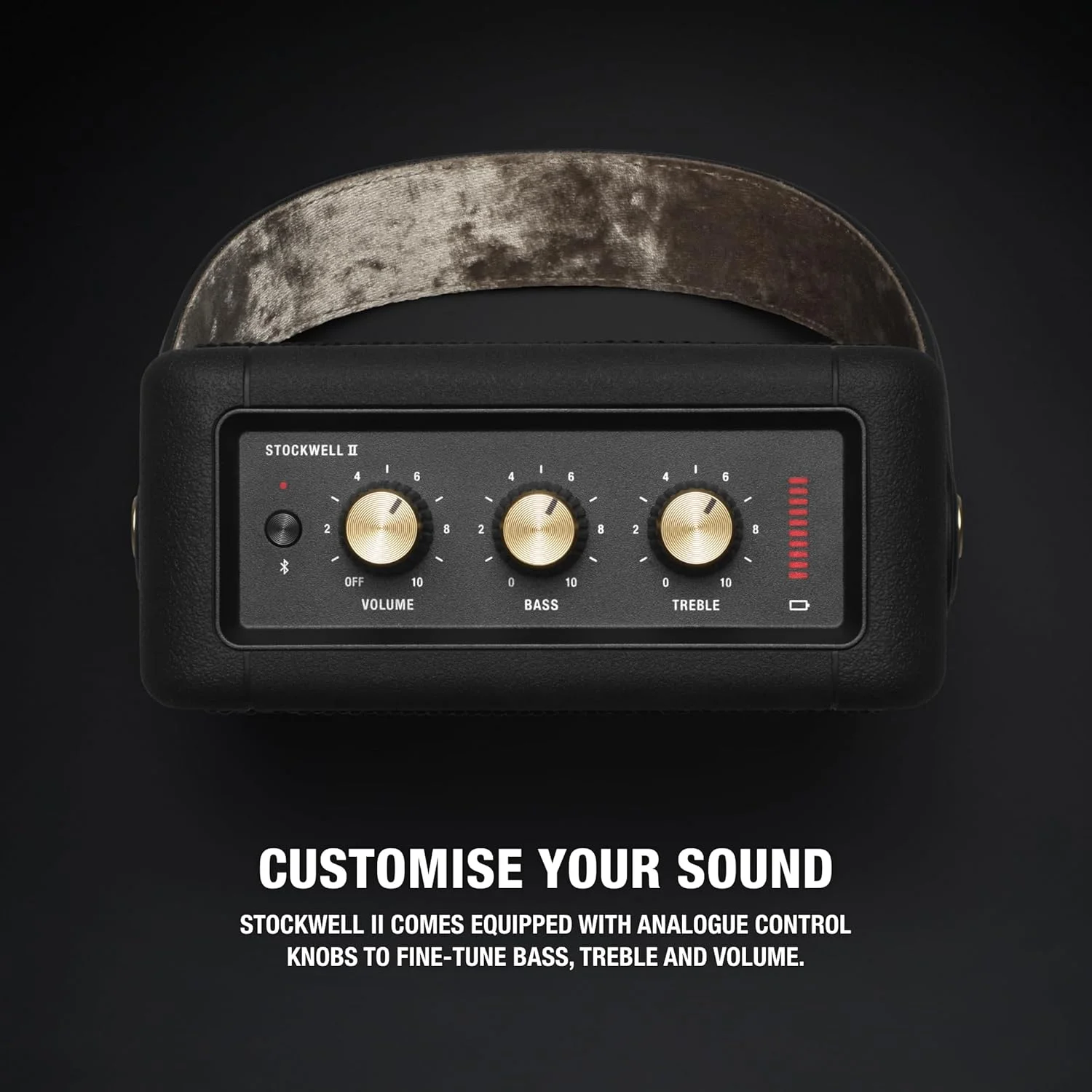 اسپیکر بلوتوثی قابل حمل مارشال Stockwell II با 20+ ساعت پخش، 20 وات - مشکی و برنجی اسپیکر بلوتوثی قابل حمل مارشال Stockwell II با 20+ ساعت پخش، 20 وات - مشکی و برنجی