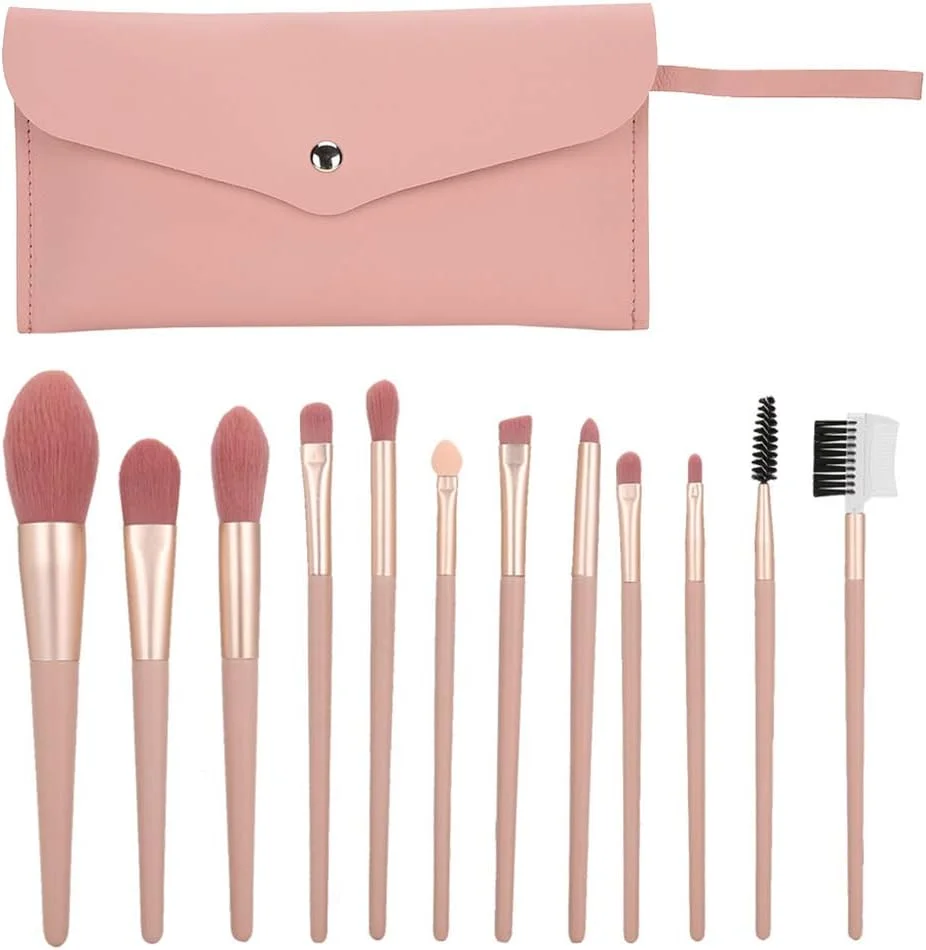 ست برس آرایشی 12 عددی، کیت برس آرایشی حرفه ای مسافرتی، برس سایه چشم، برس رژگونه، ابزار آرایشی، برس های آرایشی پودر، کانسیلر، ترکیب سایه چشم، برس های آرایش صورت