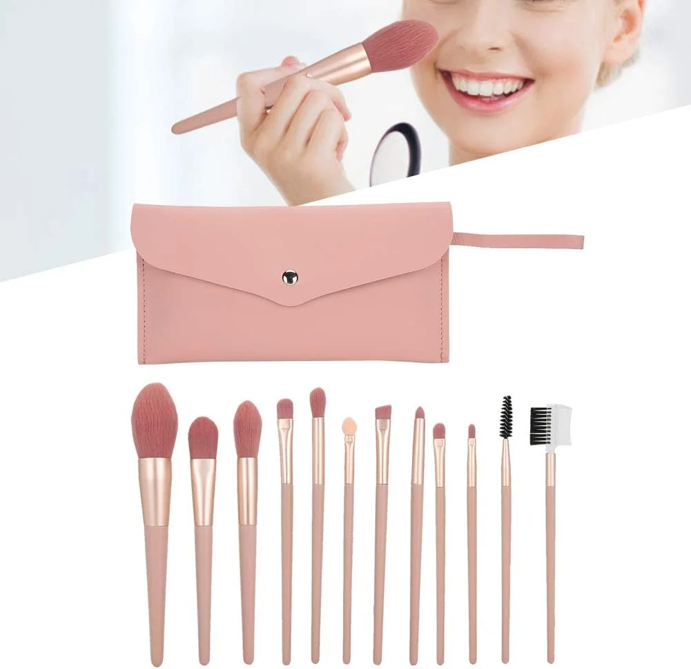 ست برس آرایشی 12 عددی، کیت برس آرایشی حرفه ای مسافرتی، برس سایه چشم، برس رژگونه، ابزار آرایشی، برس های آرایشی پودر، کانسیلر، ترکیب سایه چشم، برس های آرایش صورت
