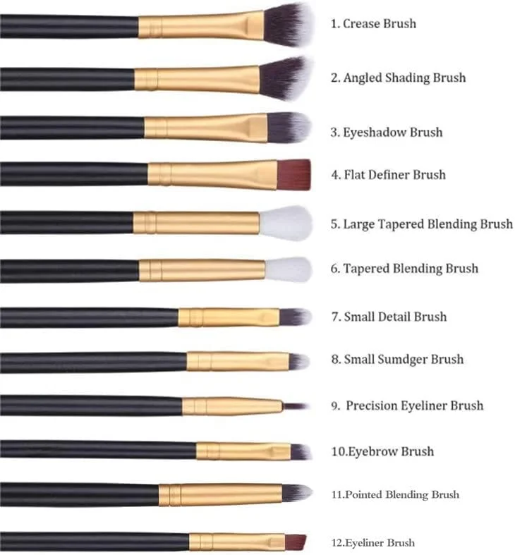 ست 12 عددی برس آرایشی سایه چشم، کانسیلر، ترکیب سایه چشم، خط چشم، برس آرایشی رزگلد ست 12 عددی برس آرایشی سایه چشم، کانسیلر، ترکیب سایه چشم، خط چشم، برس آرایشی رزگلد