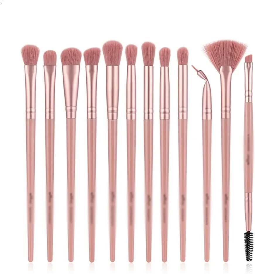 ست 12 عددی برس آرایشی، سایه چشم، ترکیب کننده، خط چشم، مژه، ابرو، بادبزنی، هایلایتر