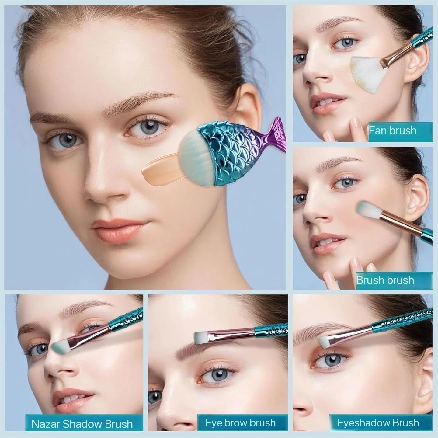 ست 11 عددی برس آرایشی، شامل برس های کرم پودر، ابرو، خط چشم، رژگونه، کانسیلر، لوازم ضروری برای پر کردن سبد عید پاک برای دختران نوجوان/زنان (سبز) ست 11 عددی برس آرایشی، شامل برس های کرم پودر، ابرو، خط چشم، رژگونه، کانسیلر، لوازم ضروری برای پر کردن سبد عید پاک برای دختران نوجوان/زنان (سبز)