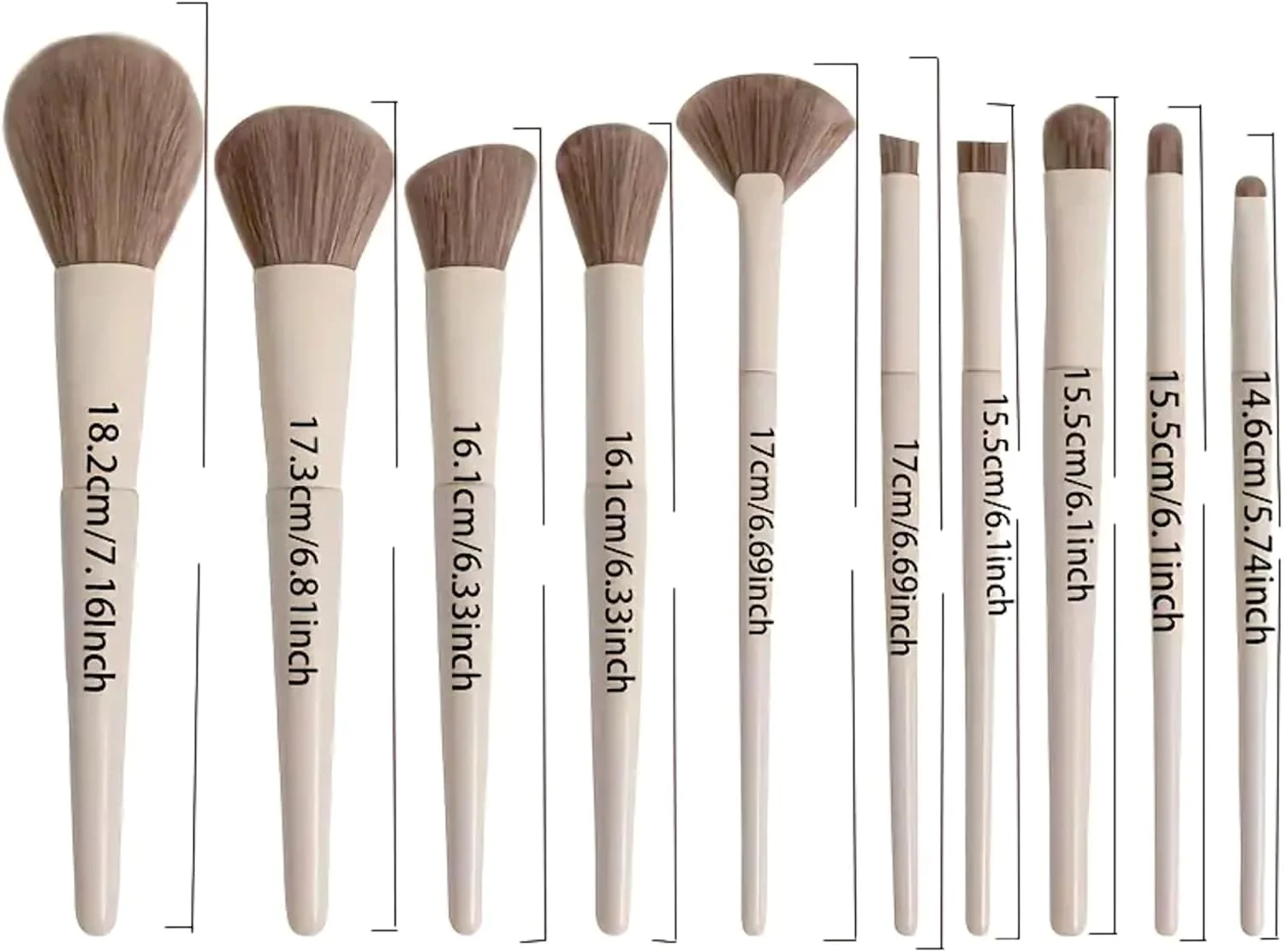ست 10 عددی برس آرایشی نرم و کرکی مناسب برای کرم پودر، سایه چشم، کانسیلر، رژگونه، برس های سازگار با پوست، ایده آل برای آرایش ست 10 عددی برس آرایشی نرم و کرکی مناسب برای کرم پودر، سایه چشم، کانسیلر، رژگونه، برس های سازگار با پوست، ایده آل برای آرایش