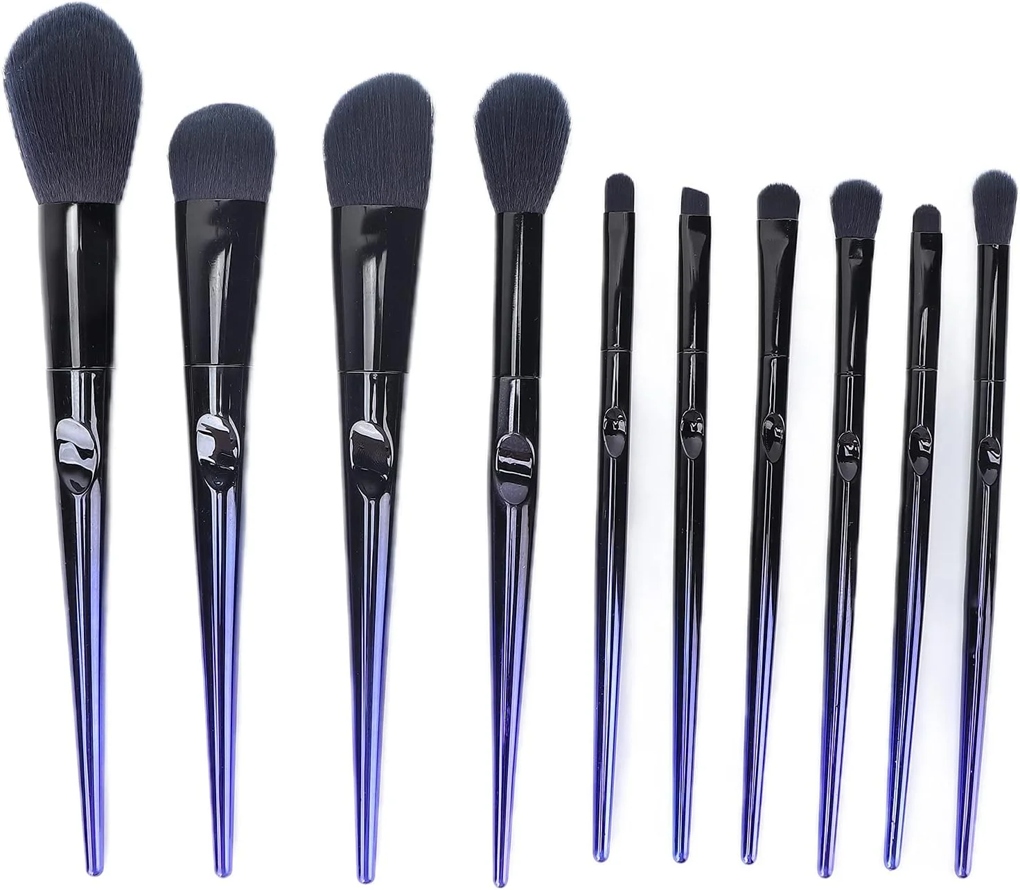 ست برس آرایشی حرفه ای 10 عددی، شامل برس های سایه چشم و رژگونه، موهای نرم و قابل حمل، عالی برای استفاده در خانه و مسافرت، طراحی دسته ارگونومیک