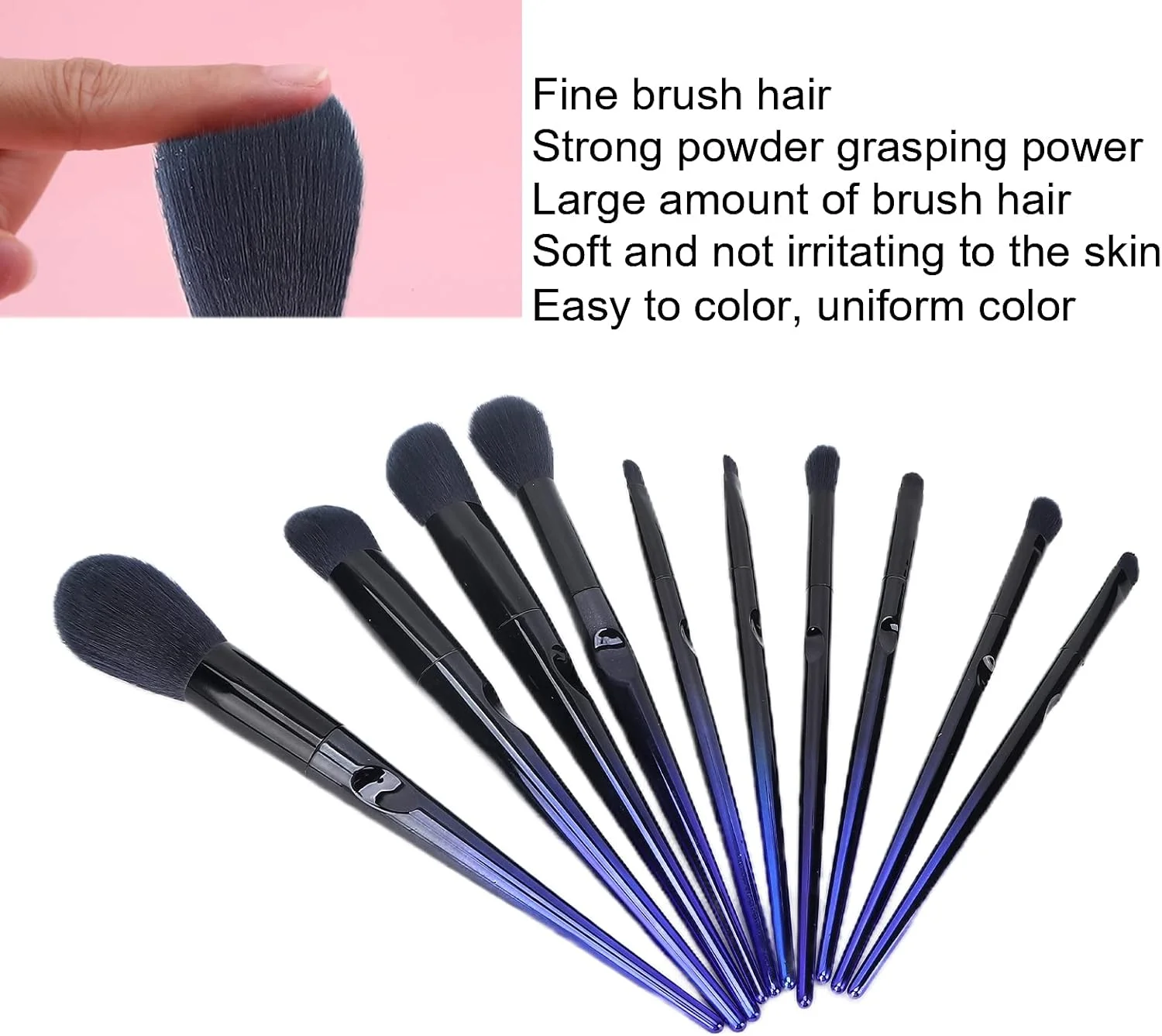 ست برس آرایشی حرفه ای 10 عددی، شامل برس های سایه چشم و رژگونه، موهای نرم و قابل حمل، عالی برای استفاده در خانه و مسافرت، طراحی دسته ارگونومیک ست برس آرایشی حرفه ای 10 عددی، شامل برس های سایه چشم و رژگونه، موهای نرم و قابل حمل، عالی برای استفاده در خانه و مسافرت، طراحی دسته ارگونومیک