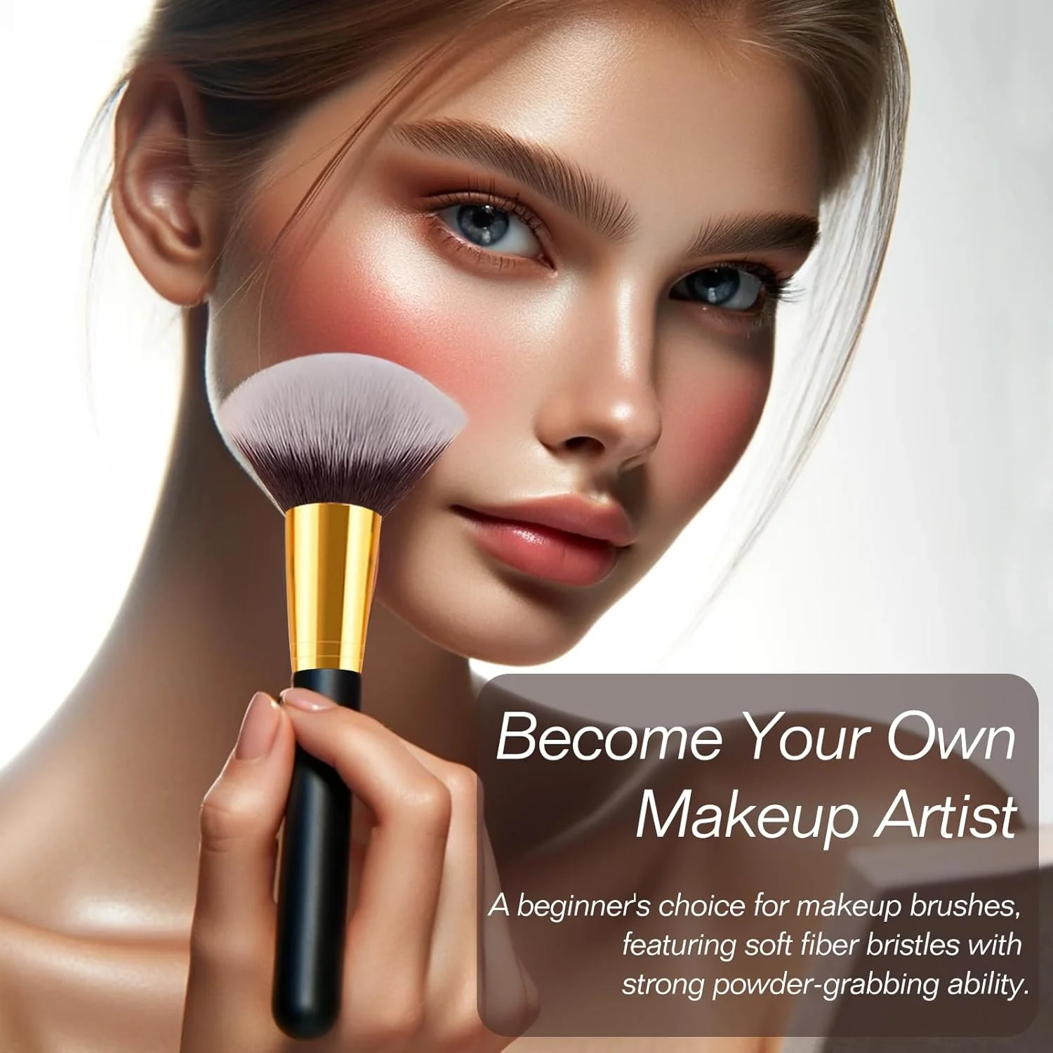 ست برس آرایشی مینی 10 عددی ممتاز مصنوعی: سایه چشم، پودر، ابرو، خط چشم، رژگونه، کرم پودر و کانسیلر - مشکی و طلایی