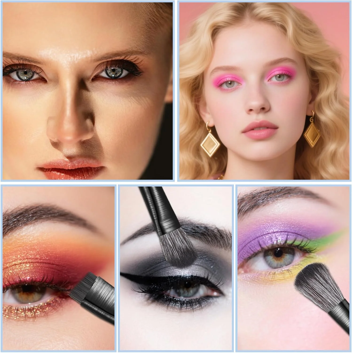 ست برس آرایشی چشم 10 عددی، برس کوچک پخش کننده برای خط چشم، ست برس آرایشی سایه چشم، برس حرفه ای چشم برای ابرو، خط چشم، کانسیلر و کرم پودر (مشکی)