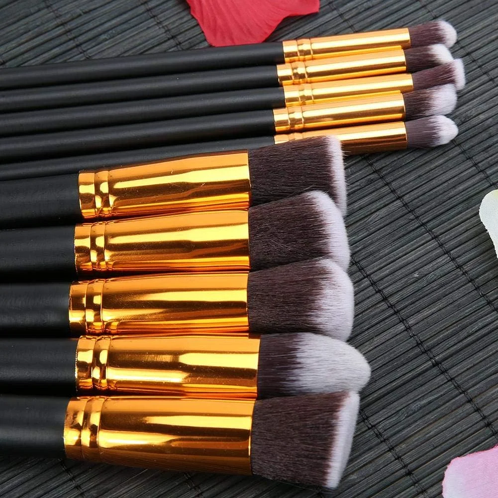 ست برس آرایشی 10 عددی ابزار آرایش پودر سایه چشم