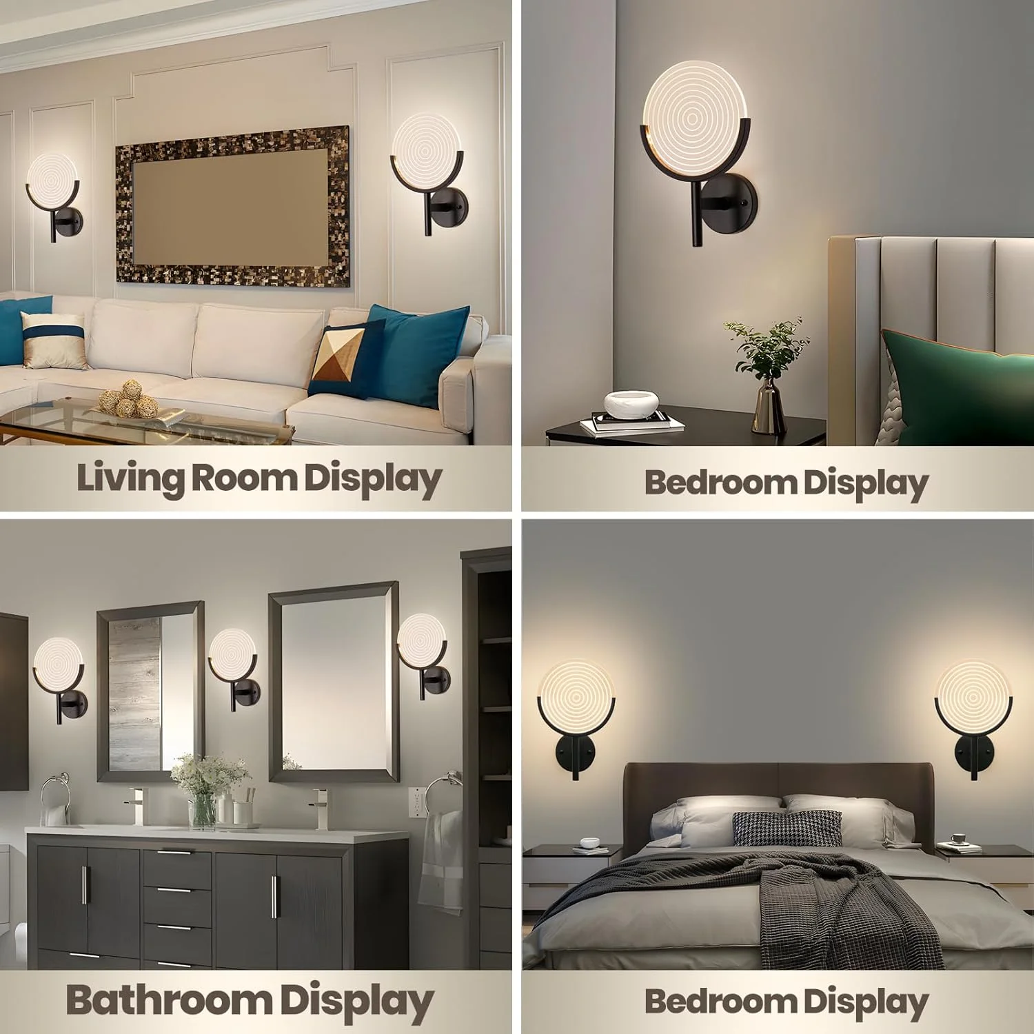 چراغ دیواری LED مدل YT YATAI LIGHTING، چراغ دیواری تزئینی 12 وات اکریلیک، چراغ دیواری گرد مدرن با قابلیت تنظیم دمای رنگ در 3 حالت برای اتاق نشیمن، اتاق خواب، راهرو، پله ها و بالکن