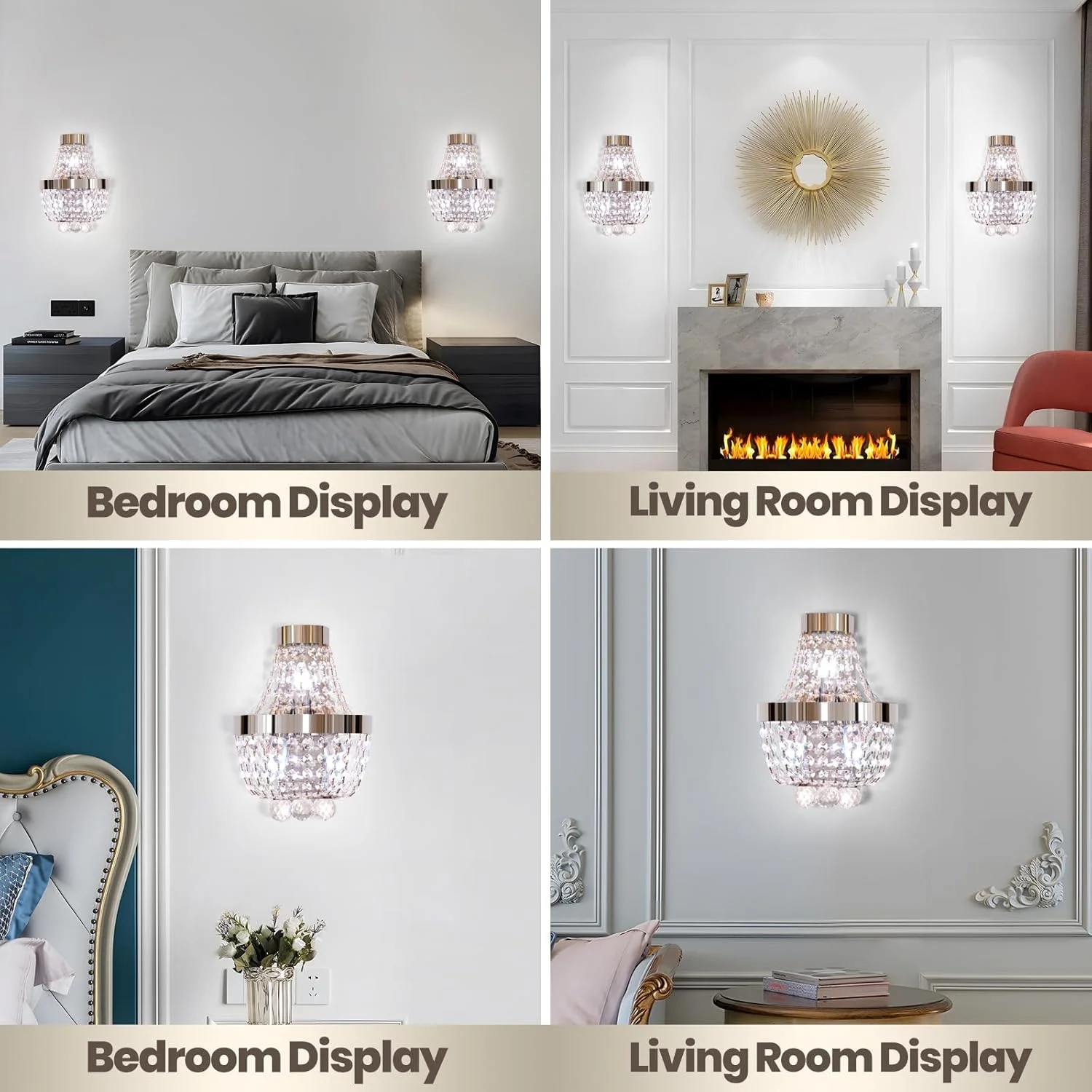 چراغ دیواری کریستالی YT YATAI LIGHTING، شمعدان نقره ای با لامپ E14، چراغ دیواری نقره ای برای کنار تخت اتاق خواب، اتاق نشیمن، اتاق غذاخوری و راهرو - شامل لامپ، گرم (4000K) چراغ دیواری کریستالی YT YATAI LIGHTING، شمعدان نقره ای با لامپ E14، چراغ دیواری نقره ای برای کنار تخت اتاق خواب، اتاق نشیمن، اتاق غذاخوری و راهرو - شامل لامپ، گرم (4000K)