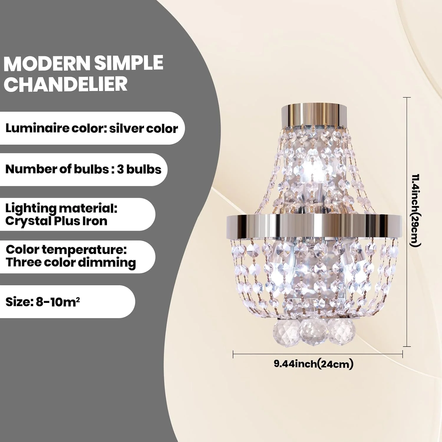 چراغ دیواری کریستالی YT YATAI LIGHTING، شمعدان نقره ای با لامپ E14، چراغ دیواری نقره ای برای کنار تخت اتاق خواب، اتاق نشیمن، اتاق غذاخوری و راهرو - شامل لامپ، گرم (4000K) چراغ دیواری کریستالی YT YATAI LIGHTING، شمعدان نقره ای با لامپ E14، چراغ دیواری نقره ای برای کنار تخت اتاق خواب، اتاق نشیمن، اتاق غذاخوری و راهرو - شامل لامپ، گرم (4000K)