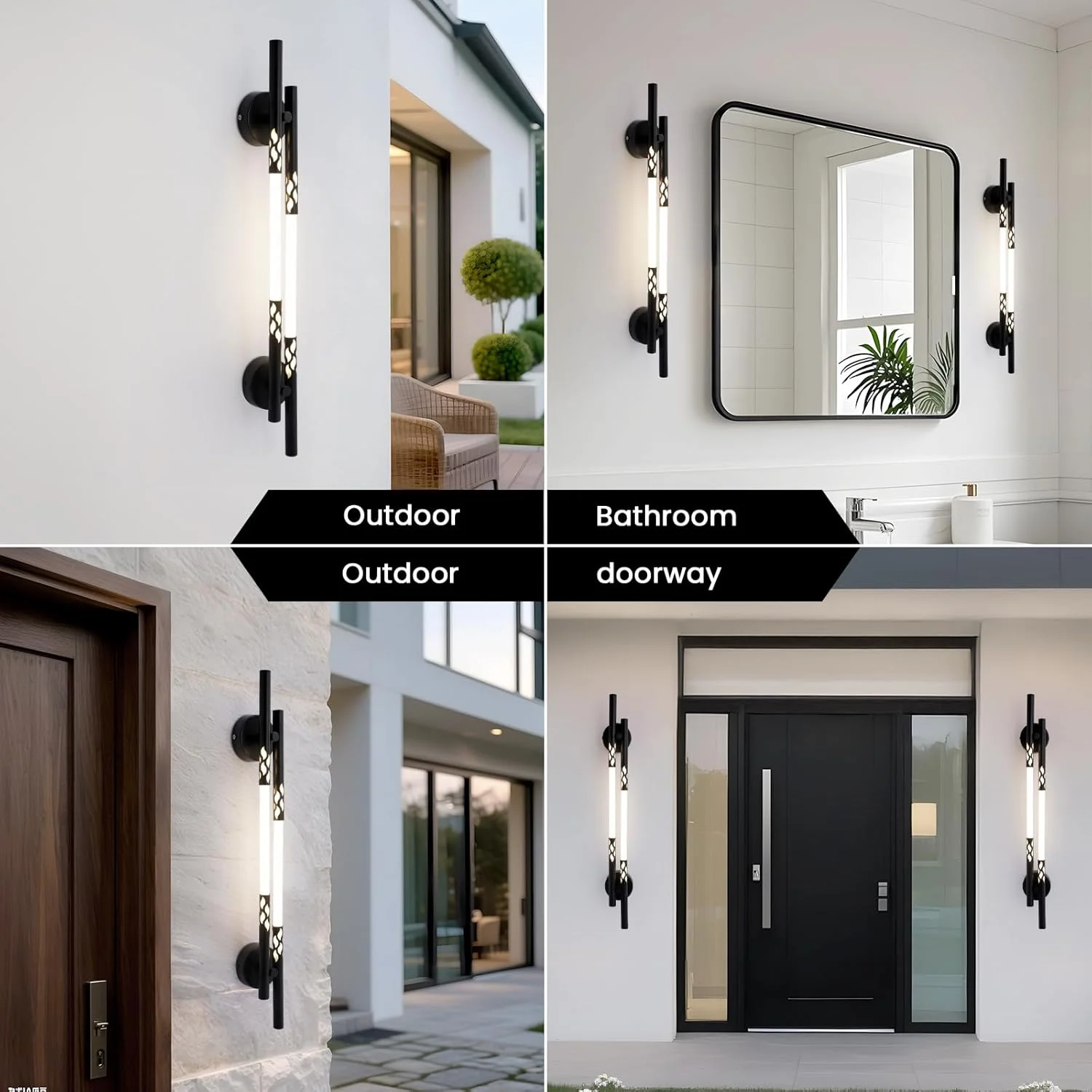 چراغ دیواری ال ای دی مدرن YATAI، چراغ دیواری خطی مشکی 64 سانتی متری با کنترل سوئیچ، کم نور 3 رنگ 16 وات (3000K-6000K) برای اتاق خواب، اتاق نشیمن، میز آرایش و راهرو