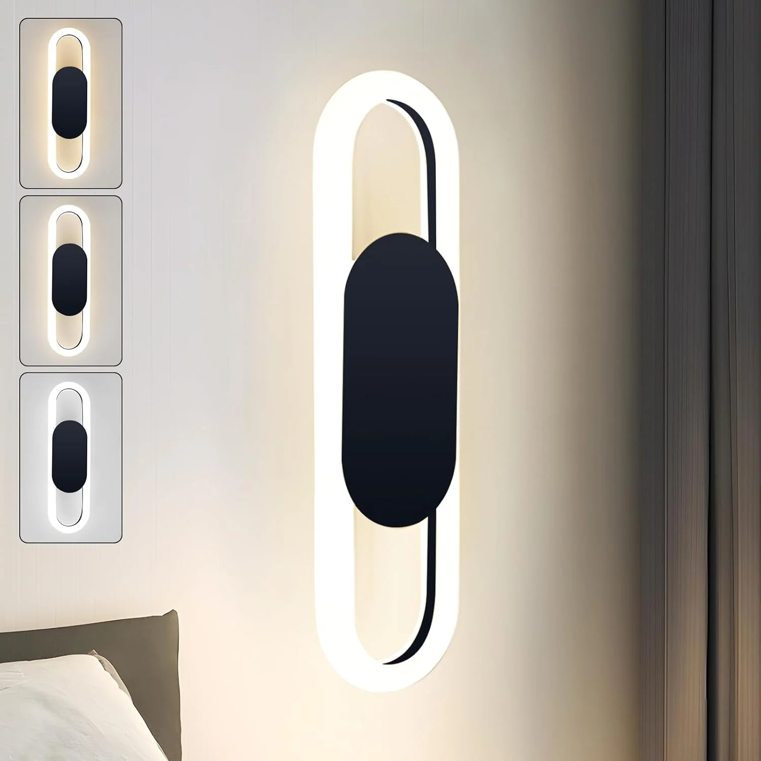 چراغ دیواری LED مدرن YT YATAI LIGHTING برای اتاق نشیمن، اتاق خواب و کنار تخت، چراغ دیواری تزئینی با قابلیت تنظیم 3 دمای رنگ (مشکی) چراغ دیواری LED مدرن YT YATAI LIGHTING برای اتاق نشیمن، اتاق خواب و کنار تخت، چراغ دیواری تزئینی با قابلیت تنظیم 3 دمای رنگ (مشکی)
