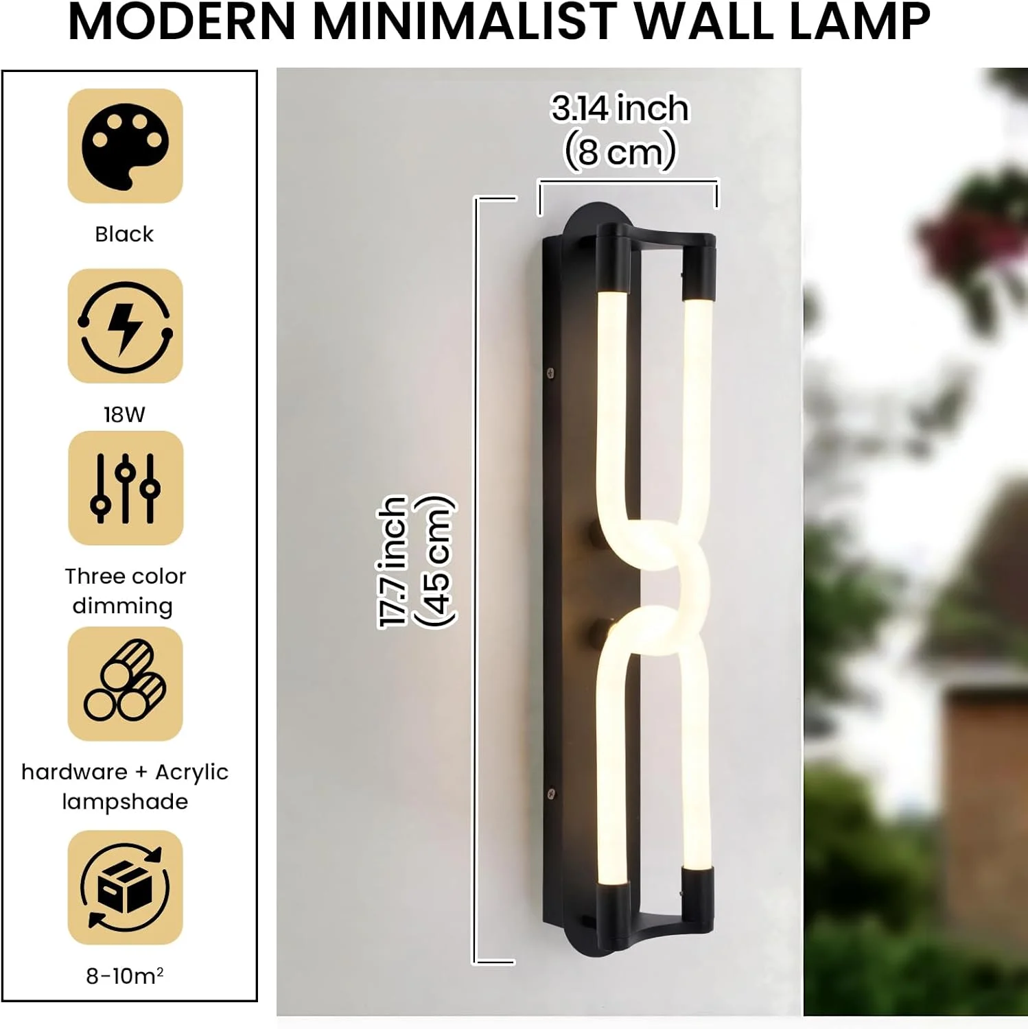 چراغ دیواری ال ای دی مدرن YATAI، چراغ دیواری مشکی 45 سانتی متری با کنترل سوئیچ، کم نور کننده 3 رنگ 18 وات (3000K-6000K) برای اتاق خواب، اتاق نشیمن، کنار آینه، میز آرایش چراغ دیواری ال ای دی مدرن YATAI، چراغ دیواری مشکی 45 سانتی متری با کنترل سوئیچ، کم نور کننده 3 رنگ 18 وات (3000K-6000K) برای اتاق خواب، اتاق نشیمن، کنار آینه، میز آرایش