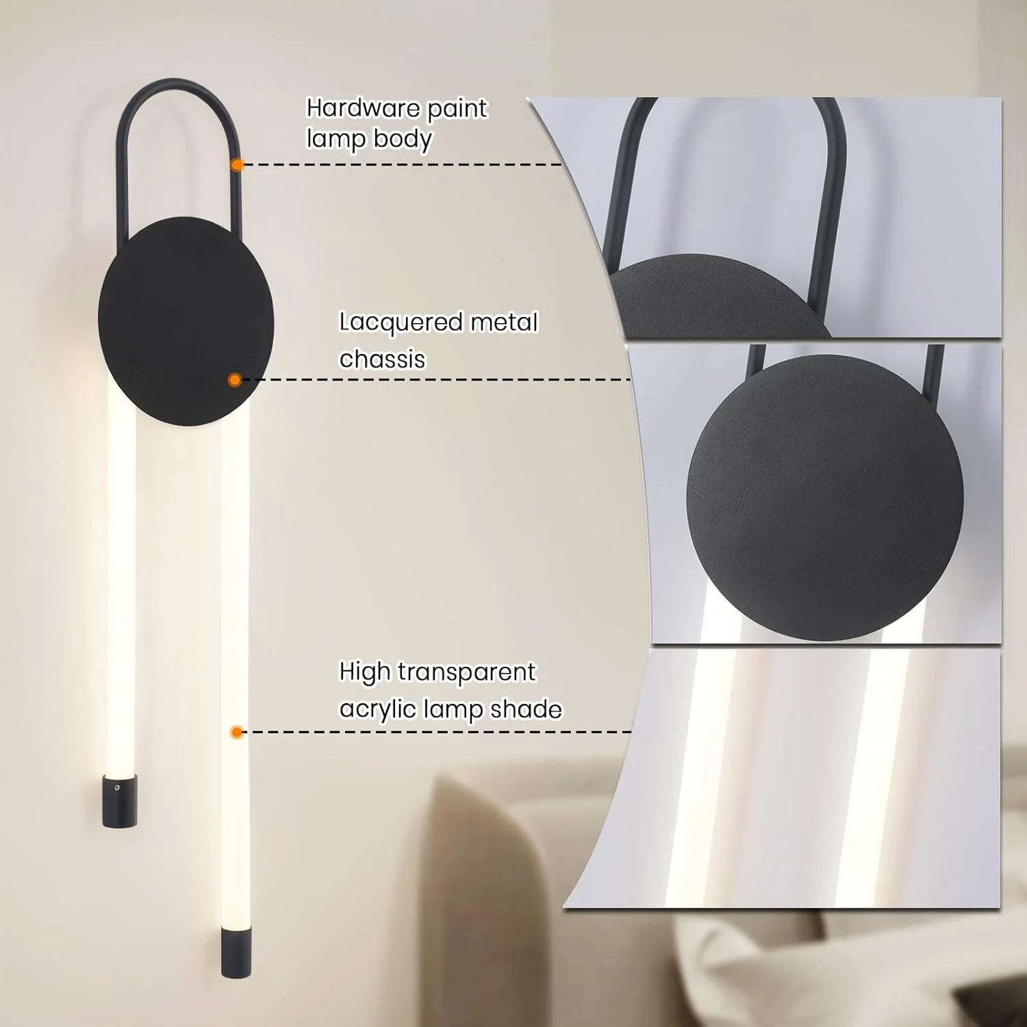 چراغ دیواری LED مدرن مشکی YATAI، چراغ دیواری 16 واتی سه رنگ با قابلیت تنظیم نور، نور گرم/خنثی/سفید قابل تنظیم با کنترل سوئیچ، فیکسچر آلومینیومی و اکریلیک مینیمالیستی برای اتاق خواب، راهرو، اتاق نشیمن چراغ دیواری LED مدرن مشکی YATAI، چراغ دیواری 16 واتی سه رنگ با قابلیت تنظیم نور، نور گرم/خنثی/سفید قابل تنظیم با کنترل سوئیچ، فیکسچر آلومینیومی و اکریلیک مینیمالیستی برای اتاق خواب، راهرو، اتاق نشیمن