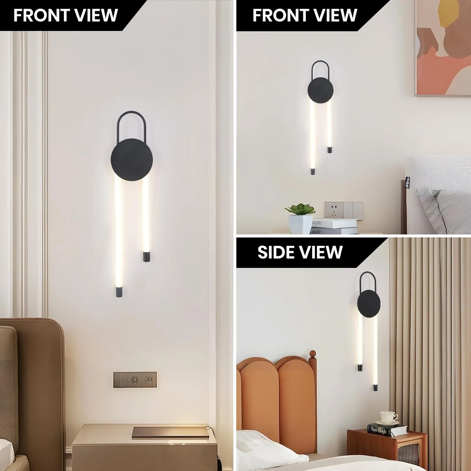 چراغ دیواری LED مدرن مشکی YATAI، چراغ دیواری 16 واتی سه رنگ با قابلیت تنظیم نور، نور گرم/خنثی/سفید قابل تنظیم با کنترل سوئیچ، فیکسچر آلومینیومی و اکریلیک مینیمالیستی برای اتاق خواب، راهرو، اتاق نشیمن چراغ دیواری LED مدرن مشکی YATAI، چراغ دیواری 16 واتی سه رنگ با قابلیت تنظیم نور، نور گرم/خنثی/سفید قابل تنظیم با کنترل سوئیچ، فیکسچر آلومینیومی و اکریلیک مینیمالیستی برای اتاق خواب، راهرو، اتاق نشیمن