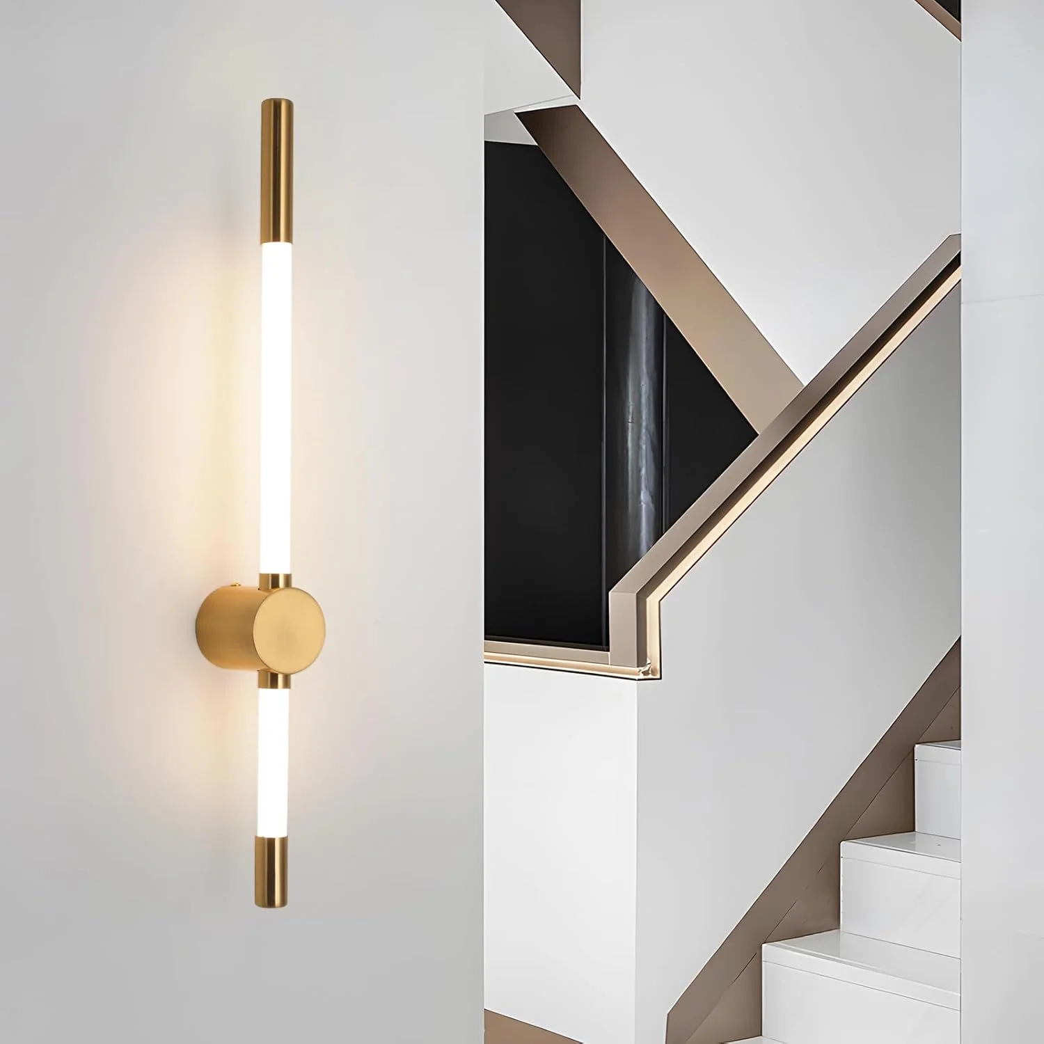 چراغ دیواری LED یاتای برای کنار تخت، اتاق خواب و اتاق نشیمن - چراغ های دیواری دیمر دار با قابلیت تنظیم 3 رنگ - شکل نوار خطی طلایی مدرن چراغ دیواری LED یاتای برای کنار تخت، اتاق خواب و اتاق نشیمن - چراغ های دیواری دیمر دار با قابلیت تنظیم 3 رنگ - شکل نوار خطی طلایی مدرن