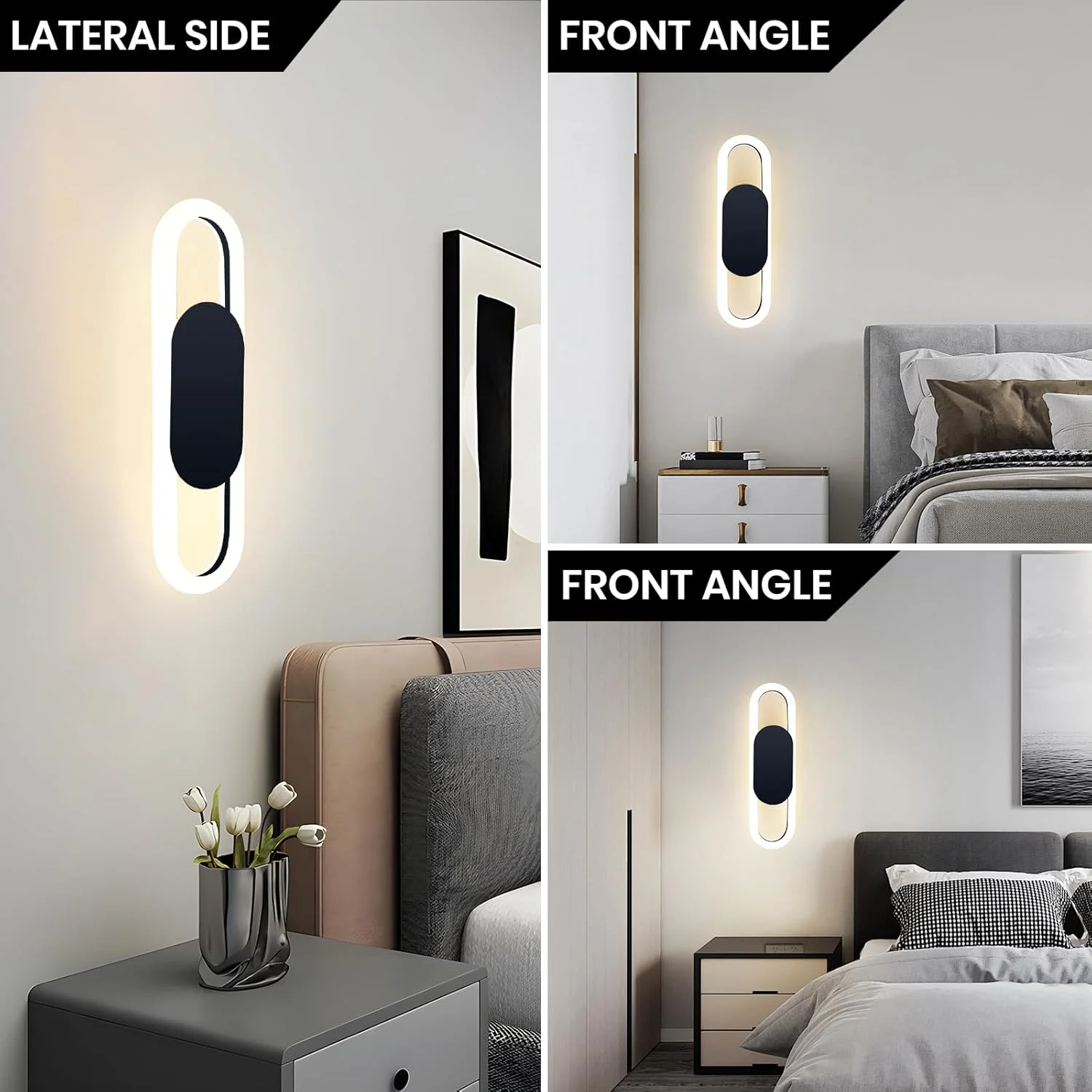 چراغ دیواری LED مدرن YT YATAI LIGHTING برای اتاق نشیمن، اتاق خواب و کنار تخت، چراغ دیواری تزئینی با قابلیت تنظیم 3 دمای رنگ (مشکی) چراغ دیواری LED مدرن YT YATAI LIGHTING برای اتاق نشیمن، اتاق خواب و کنار تخت، چراغ دیواری تزئینی با قابلیت تنظیم 3 دمای رنگ (مشکی)