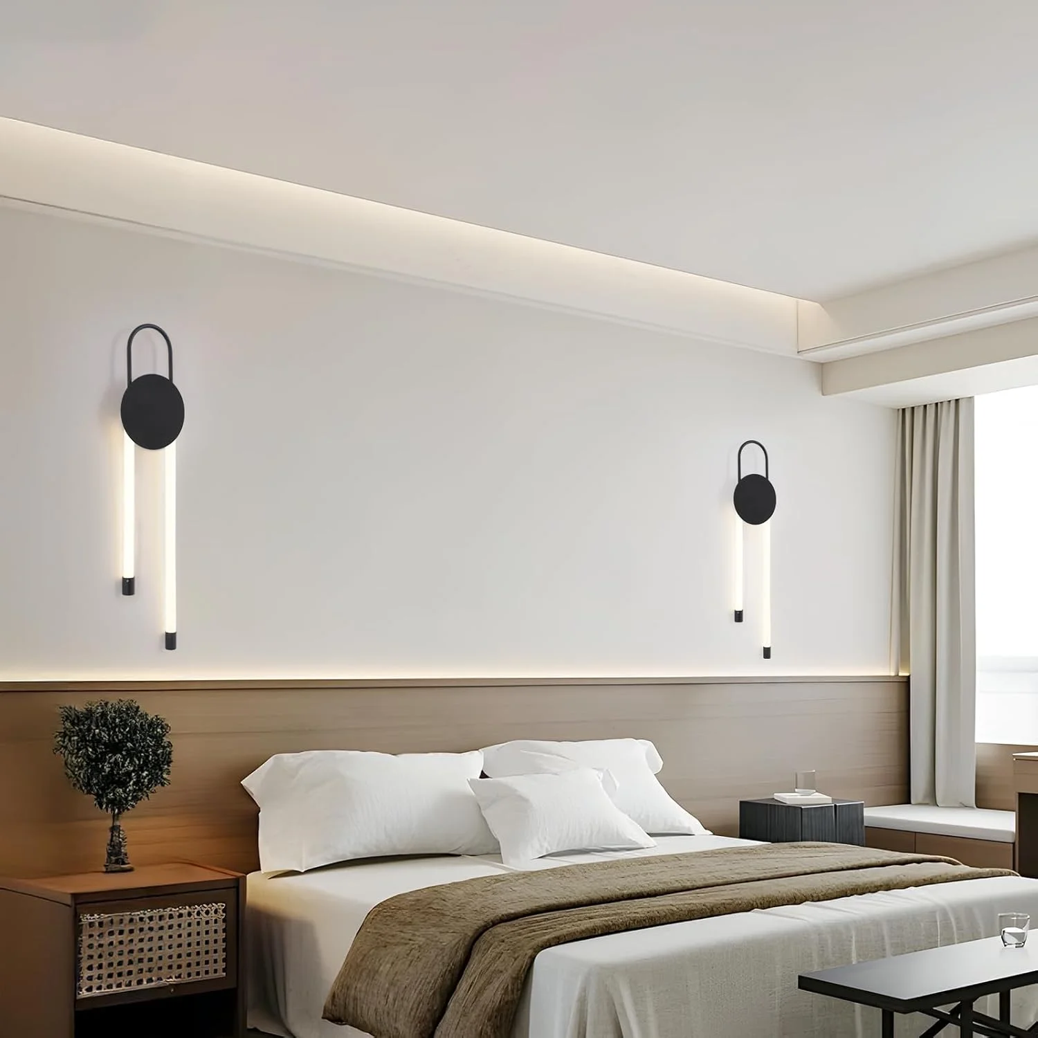 چراغ دیواری LED مدرن مشکی YATAI، چراغ دیواری 16 واتی سه رنگ با قابلیت تنظیم نور، نور گرم/خنثی/سفید قابل تنظیم با کنترل سوئیچ، فیکسچر آلومینیومی و اکریلیک مینیمالیستی برای اتاق خواب، راهرو، اتاق نشیمن چراغ دیواری LED مدرن مشکی YATAI، چراغ دیواری 16 واتی سه رنگ با قابلیت تنظیم نور، نور گرم/خنثی/سفید قابل تنظیم با کنترل سوئیچ، فیکسچر آلومینیومی و اکریلیک مینیمالیستی برای اتاق خواب، راهرو، اتاق نشیمن