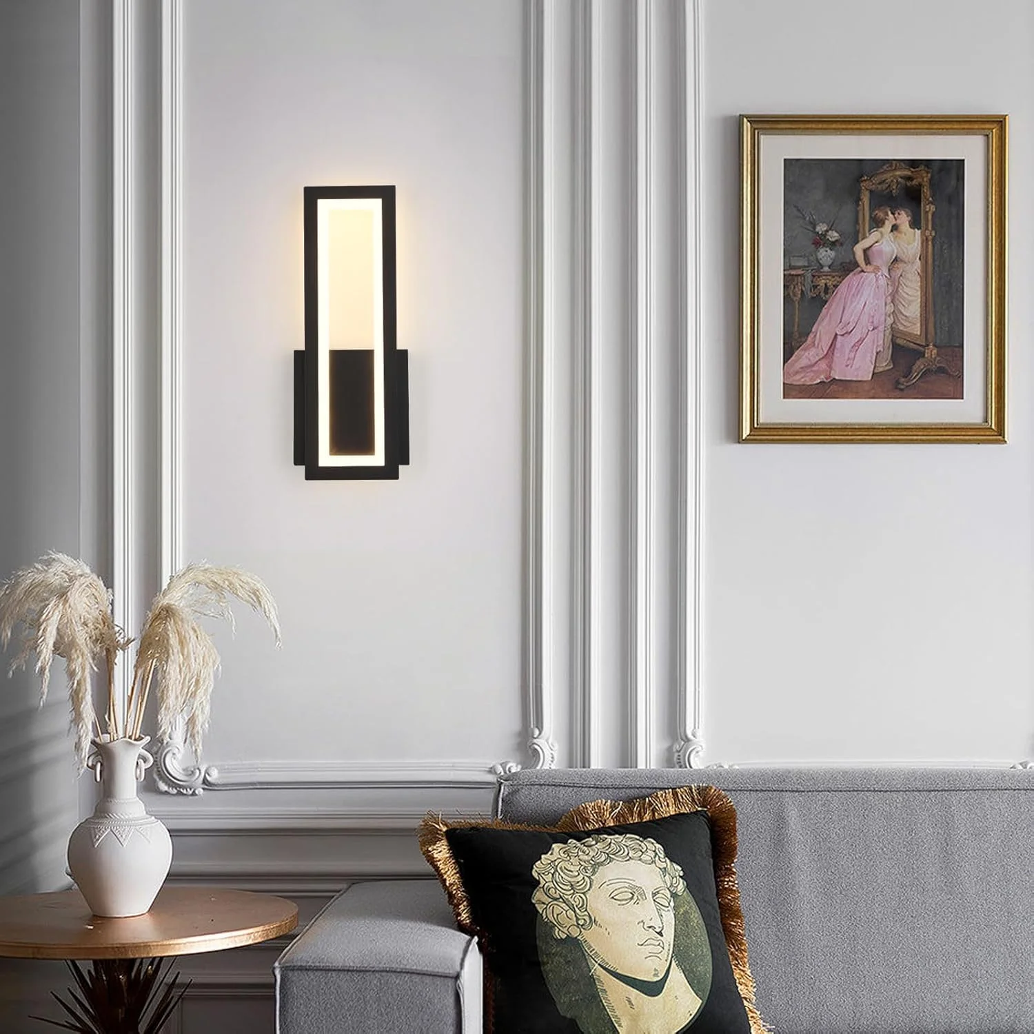 چراغ دیواری LED مدل YT YATAI LIGHTING، روشنایی مدرن مشکی برای اتاق نشیمن و اتاق خواب، دمای رنگ قابل تنظیم (15 وات)