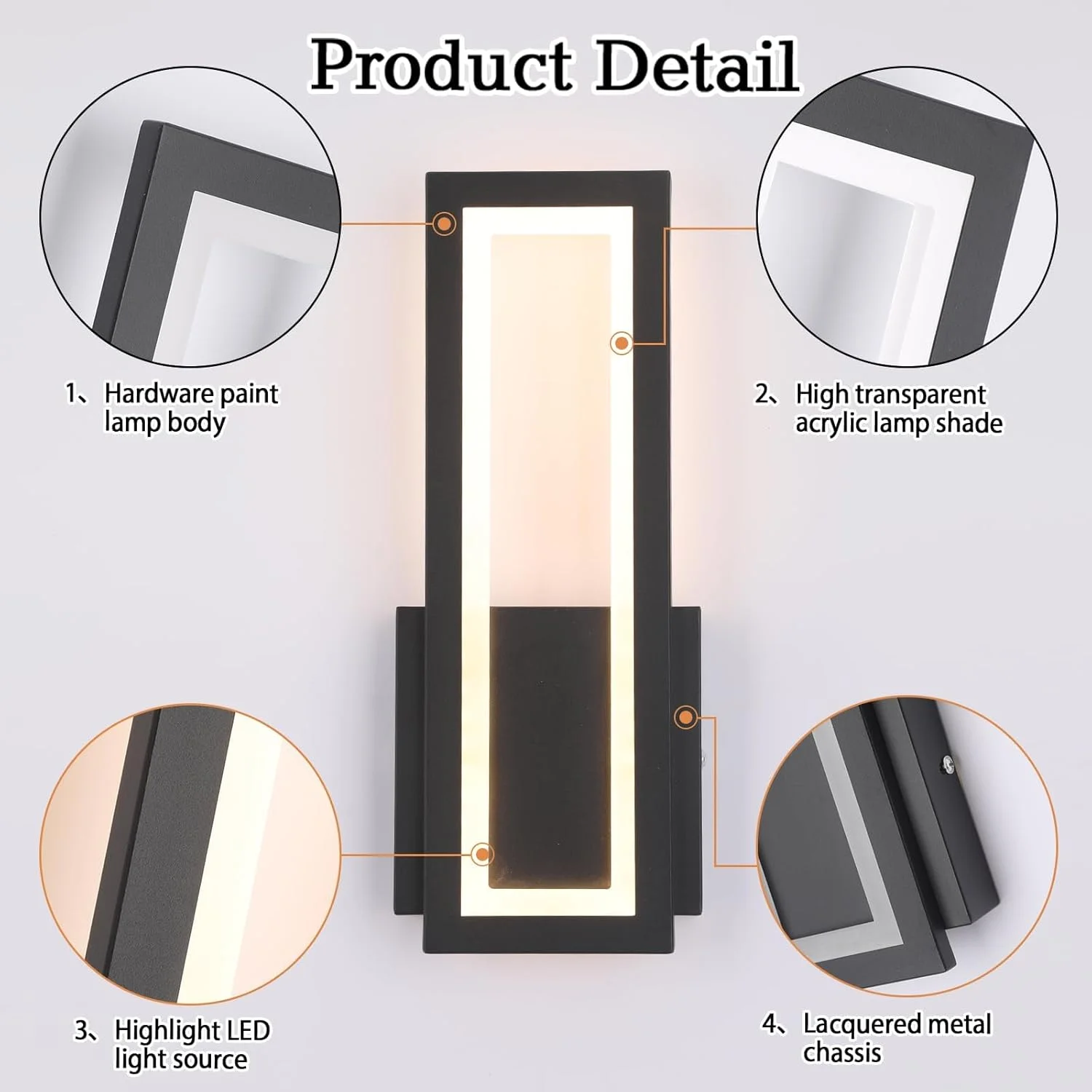 چراغ دیواری LED مدل YT YATAI LIGHTING، روشنایی مدرن مشکی برای اتاق نشیمن و اتاق خواب، دمای رنگ قابل تنظیم (15 وات)