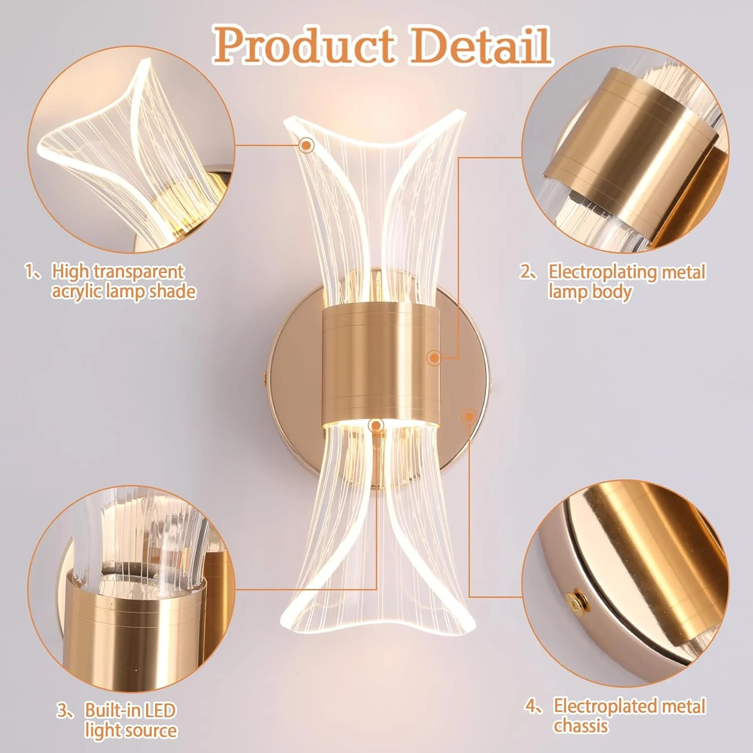 چراغ دیواری مدرن اتاق خواب YATAI، چراغ دیواری LED ساده طلایی با صفحه راهنمای نور، چراغ دیواری دیمر شونده اکریلیک برای اتاق نشیمن، راهرو، اتاق خواب، راه پله، 10 وات چراغ دیواری مدرن اتاق خواب YATAI، چراغ دیواری LED ساده طلایی با صفحه راهنمای نور، چراغ دیواری دیمر شونده اکریلیک برای اتاق نشیمن، راهرو، اتاق خواب، راه پله، 10 وات