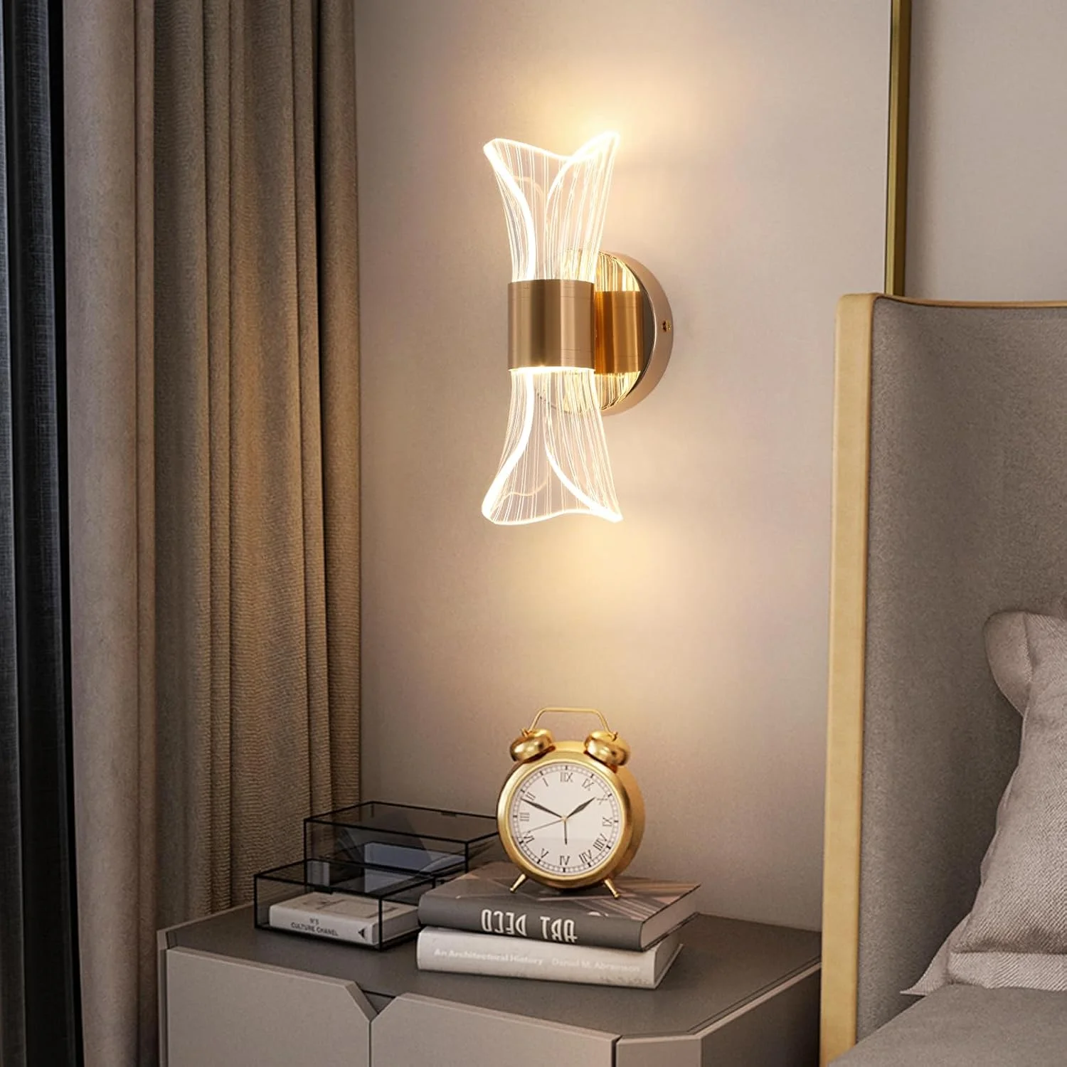 چراغ دیواری مدرن اتاق خواب YATAI، چراغ دیواری LED ساده طلایی با صفحه راهنمای نور، چراغ دیواری دیمر شونده اکریلیک برای اتاق نشیمن، راهرو، اتاق خواب، راه پله، 10 وات چراغ دیواری مدرن اتاق خواب YATAI، چراغ دیواری LED ساده طلایی با صفحه راهنمای نور، چراغ دیواری دیمر شونده اکریلیک برای اتاق نشیمن، راهرو، اتاق خواب، راه پله، 10 وات