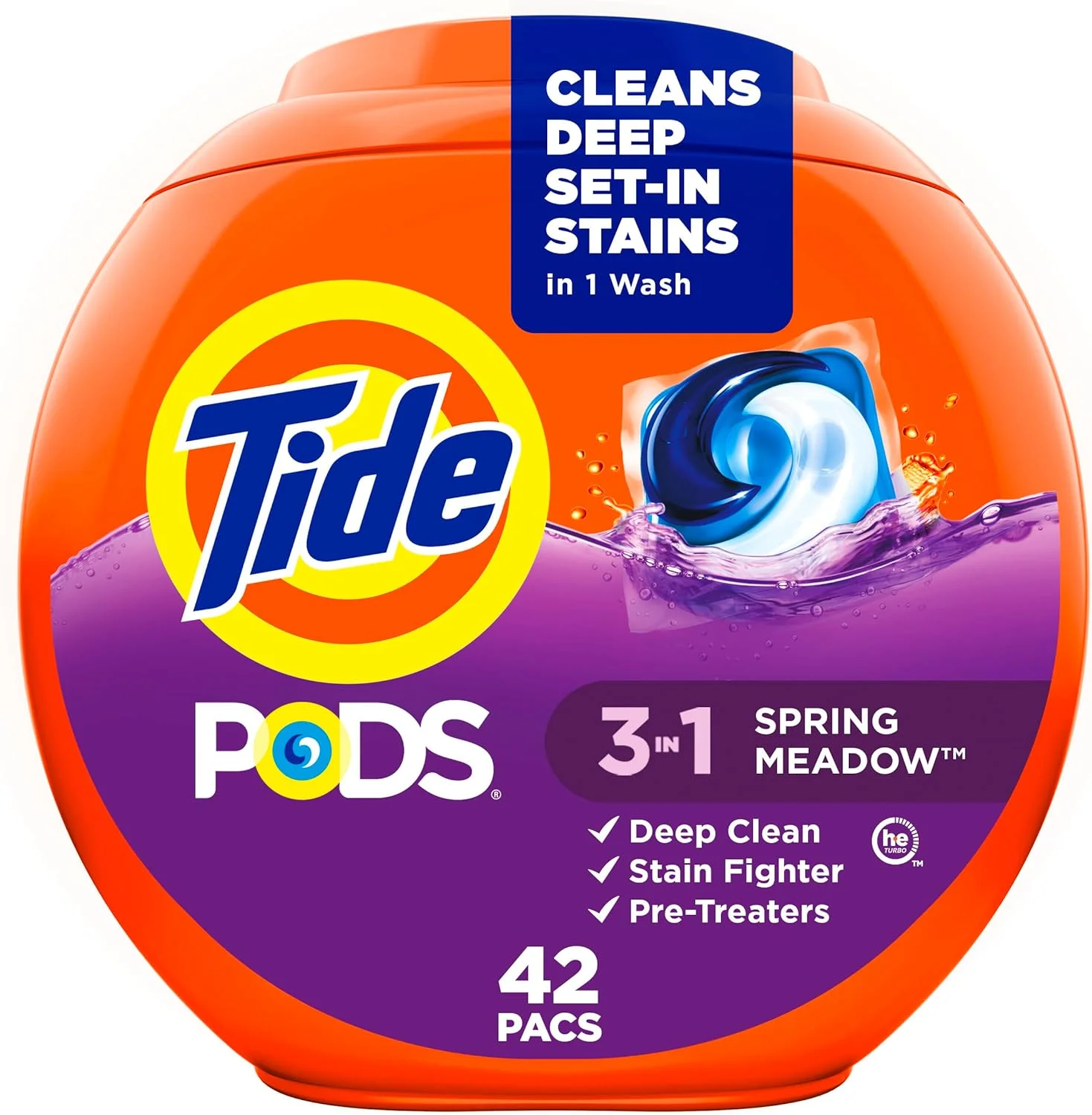 پودر لباسشویی کپسولی Tide PODS، رایحه چمن بهاری، 42 عددی