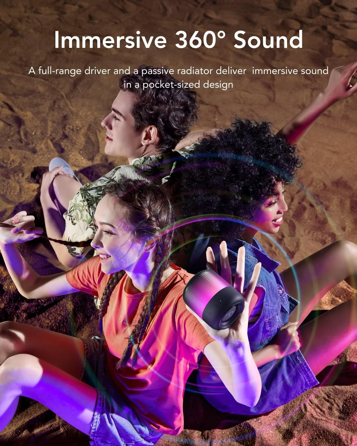 اسپیکر بلوتوثی قابل حمل ساندکور Glow Mini مشکی 8 وات اسپیکر بلوتوثی قابل حمل ساندکور Glow Mini مشکی 8 وات