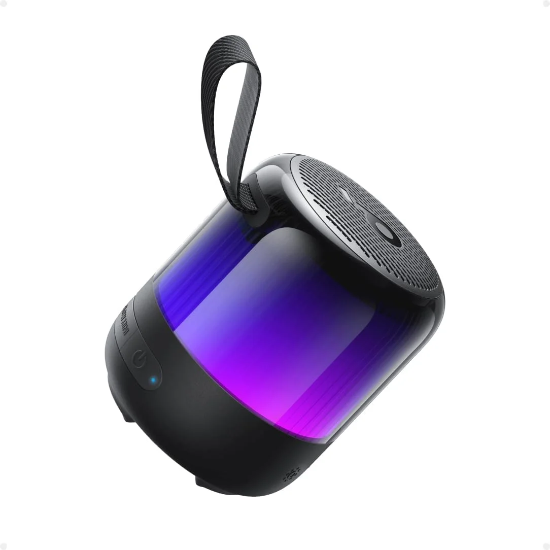 اسپیکر بلوتوثی قابل حمل Soundcore Glow Mini با صدای 360 درجه، نمایش نور، باتری 12 ساعته، اکولایزر و نور قابل تنظیم، ضد آب و گرد و غبار IP67، برای کمپینگ، خانه و مهمانی های ساحلی