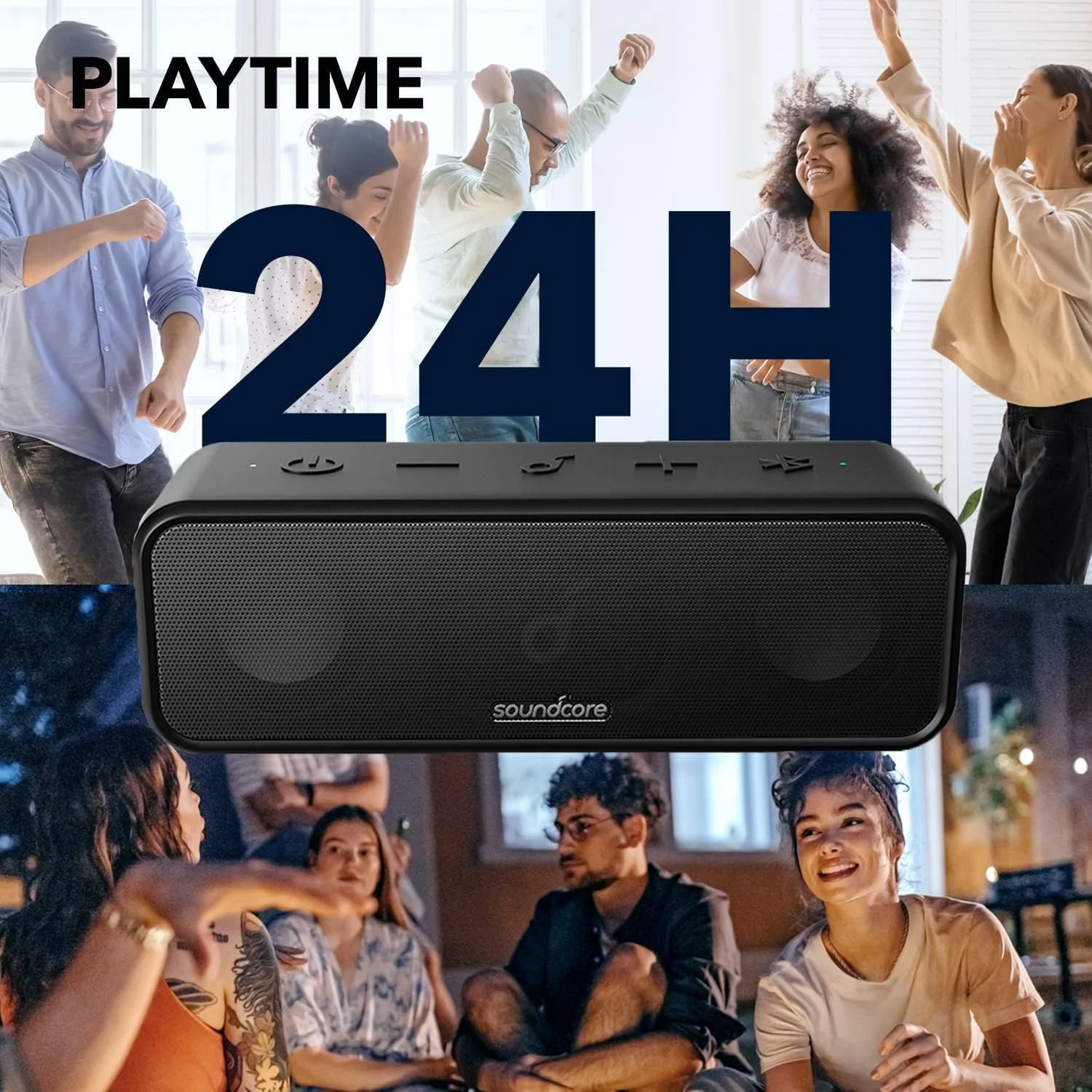 اسپیکر بلوتوثی Soundcore 3 انکر Soundcore با صدای استریو، درایورهای دیافراگم تیتانیوم خالص، فناوری PartyCast، BassUp، پخش 24 ساعته، ضد آب IPX7، برنامه، اکولایزر سفارشی، مناسب خانه، فضای باز، ساحل اسپیکر بلوتوثی Soundcore 3 انکر Soundcore با صدای استریو، درایورهای دیافراگم تیتانیوم خالص، فناوری PartyCast، BassUp، پخش 24 ساعته، ضد آب IPX7، برنامه، اکولایزر سفارشی، مناسب خانه، فضای باز، ساحل