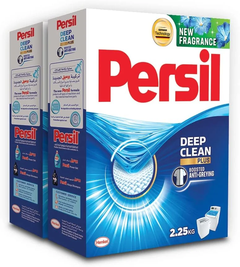 پودر لباسشویی پرسیل، مخصوص ماشین لباسشویی درب از بالا، با فناوری Deep Clean Plus برای تمیزی بی نقص و طراوت ماندگار، موثر در دمای 20 تا 95 درجه سانتیگراد، بسته دو عددی، 2 × 2.25 کیلوگرم