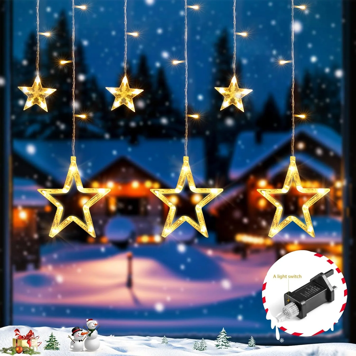 چراغ های ستاره ای ماه رمضان Quntis، چراغ های پنجره ای با برق شهری، سفید گرم، 2 متری، 138 LED، 12 ستاره، چراغ های پرده ای ماه رمضان، چراغ های یخی قابل اتصال، تزئینات داخلی و خارجی برای خانه، اتاق خواب، باغ، مهمانی، عروسی چراغ های ستاره ای ماه رمضان Quntis، چراغ های پنجره ای با برق شهری، سفید گرم، 2 متری، 138 LED، 12 ستاره، چراغ های پرده ای ماه رمضان، چراغ های یخی قابل اتصال، تزئینات داخلی و خارجی برای خانه، اتاق خواب، باغ، مهمانی، عروسی