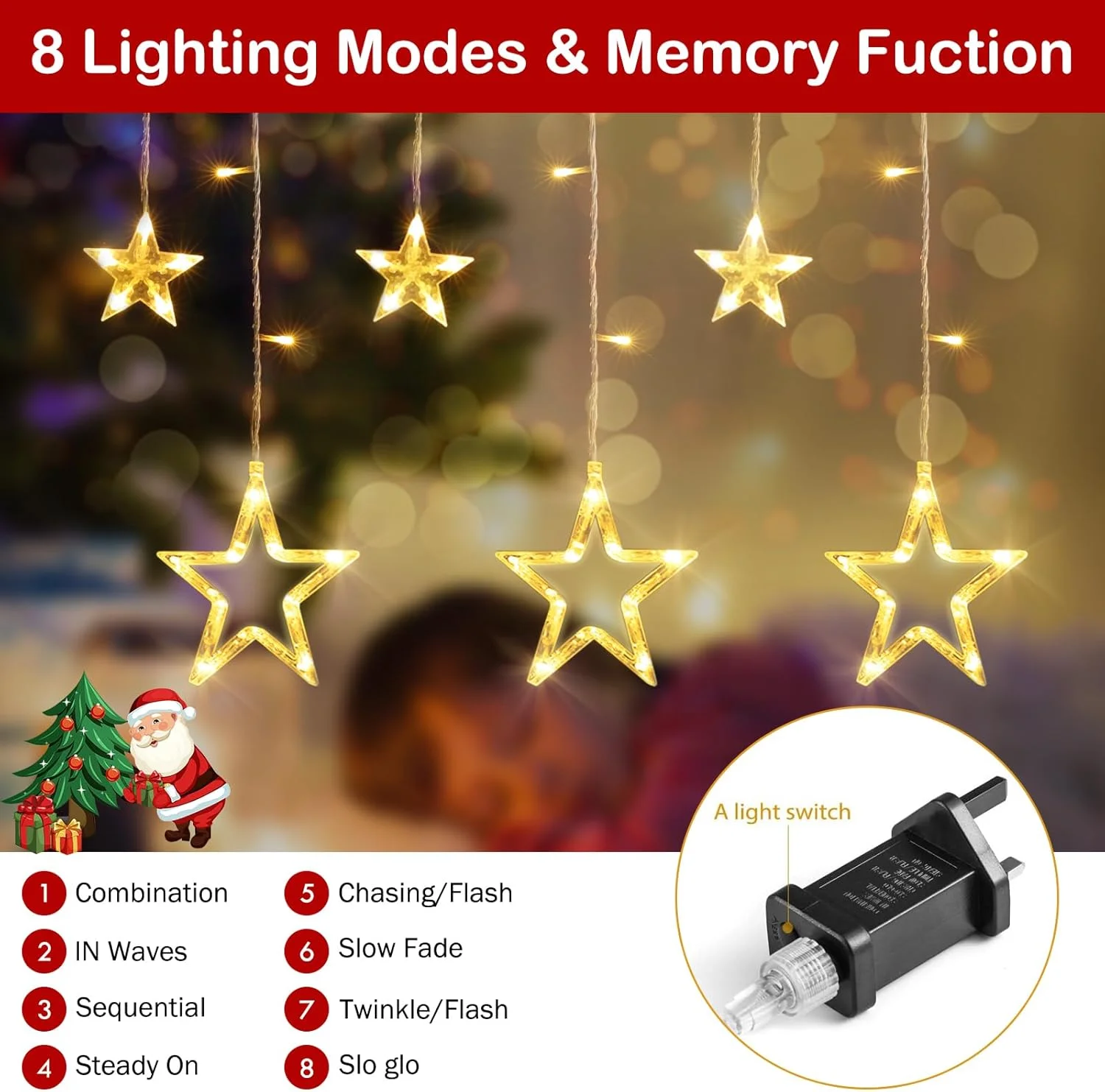 چراغ های ستاره ای ماه رمضان Quntis، چراغ های پنجره ای با برق شهری، سفید گرم، 2 متری، 138 LED، 12 ستاره، چراغ های پرده ای ماه رمضان، چراغ های یخی قابل اتصال، تزئینات داخلی و خارجی برای خانه، اتاق خواب، باغ، مهمانی، عروسی چراغ های ستاره ای ماه رمضان Quntis، چراغ های پنجره ای با برق شهری، سفید گرم، 2 متری، 138 LED، 12 ستاره، چراغ های پرده ای ماه رمضان، چراغ های یخی قابل اتصال، تزئینات داخلی و خارجی برای خانه، اتاق خواب، باغ، مهمانی، عروسی