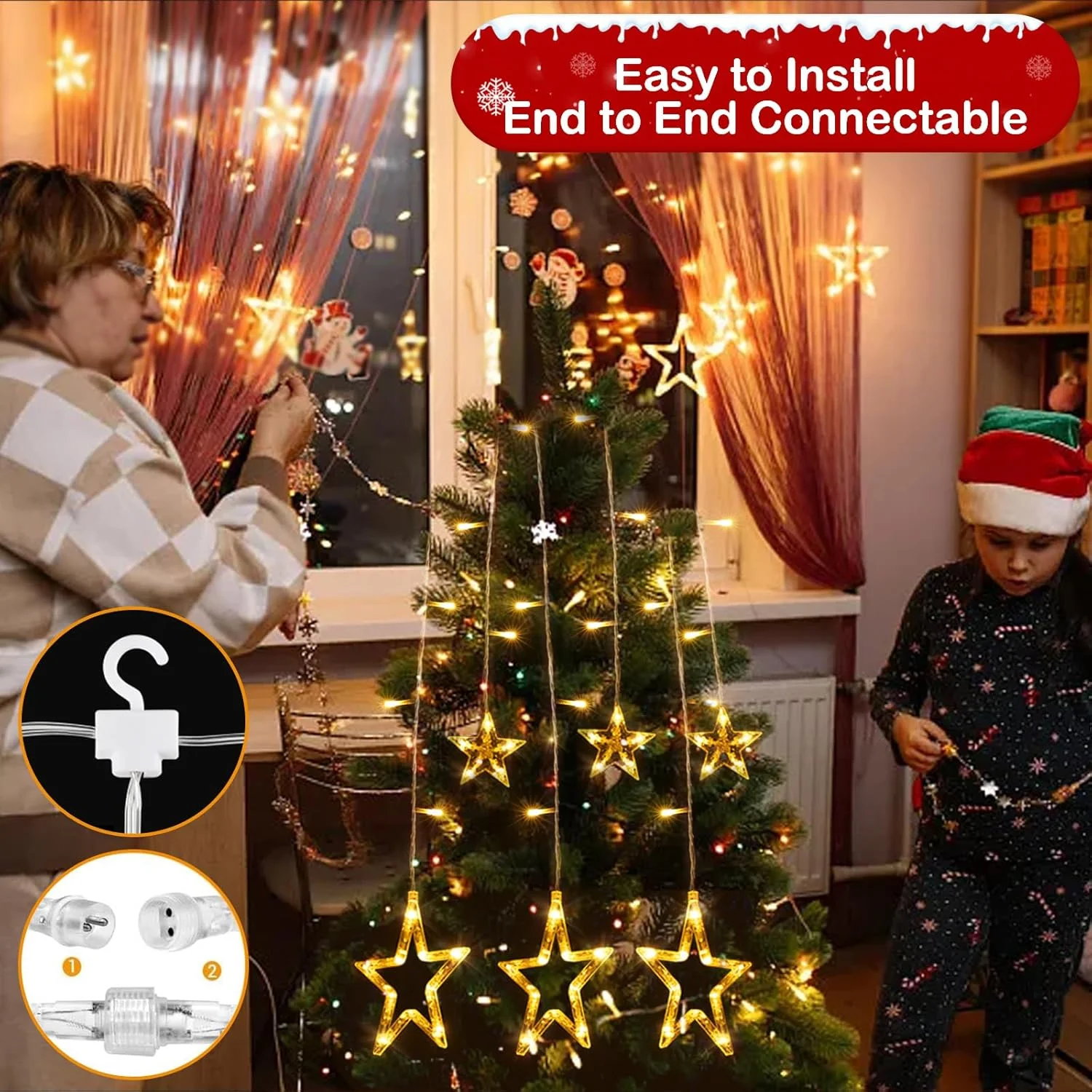 چراغ های ستاره ای ماه رمضان Quntis، چراغ های پنجره ای با برق شهری، سفید گرم، 2 متری، 138 LED، 12 ستاره، چراغ های پرده ای ماه رمضان، چراغ های یخی قابل اتصال، تزئینات داخلی و خارجی برای خانه، اتاق خواب، باغ، مهمانی، عروسی چراغ های ستاره ای ماه رمضان Quntis، چراغ های پنجره ای با برق شهری، سفید گرم، 2 متری، 138 LED، 12 ستاره، چراغ های پرده ای ماه رمضان، چراغ های یخی قابل اتصال، تزئینات داخلی و خارجی برای خانه، اتاق خواب، باغ، مهمانی، عروسی