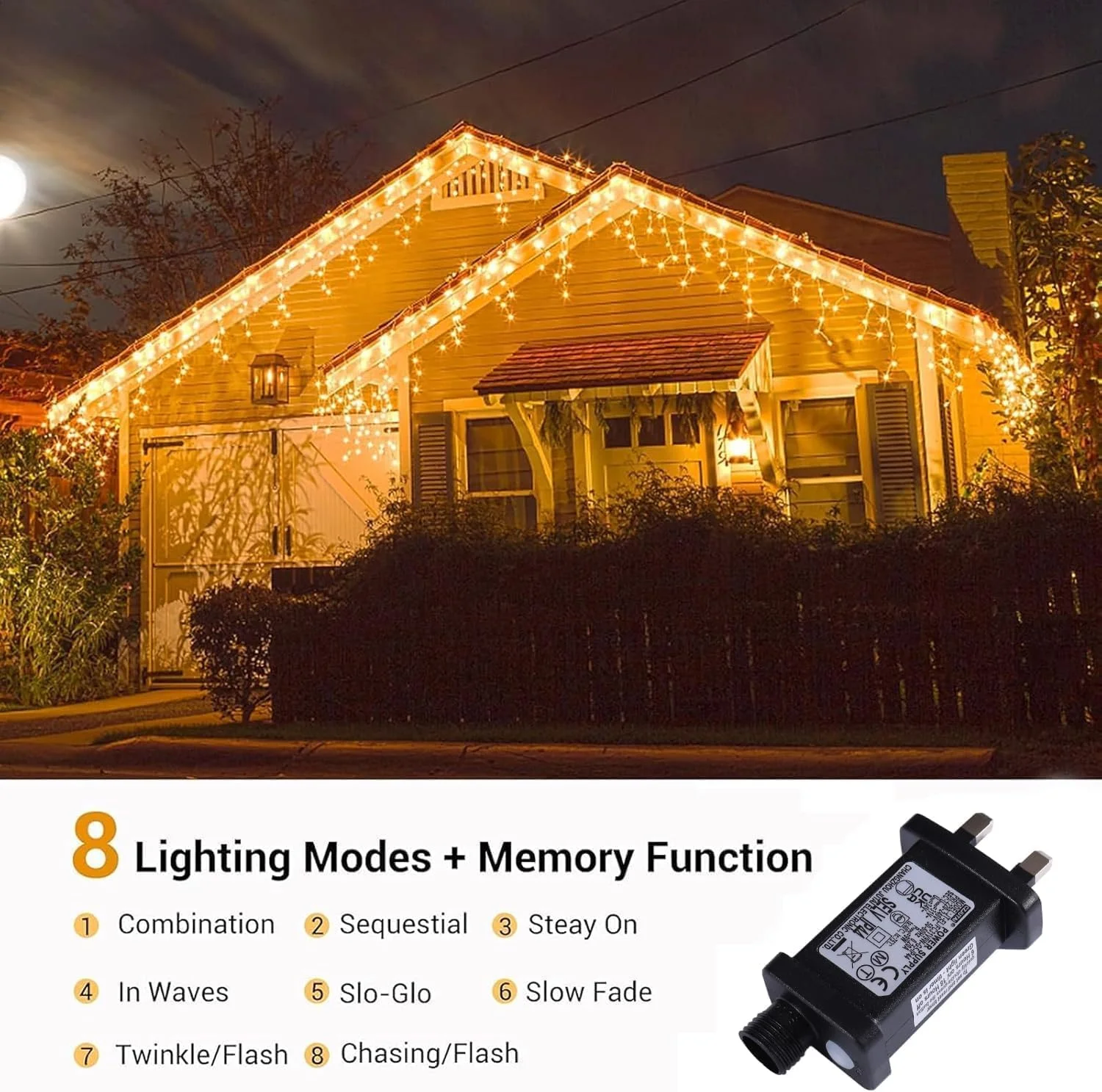 چراغ های یخی کریسمس Quntis برای فضای باز، 10 متر / 32 فوت 400 LED چراغ های پری یخی با تایمر و 8 حالت، 80 آویز چراغ های کریسمس فضای باز با منبع تغذیه اصلی برای سقف بالکن لبه دیوار پنجره ها - سفید گرم چراغ های یخی کریسمس Quntis برای فضای باز، 10 متر / 32 فوت 400 LED چراغ های پری یخی با تایمر و 8 حالت، 80 آویز چراغ های کریسمس فضای باز با منبع تغذیه اصلی برای سقف بالکن لبه دیوار پنجره ها - سفید گرم