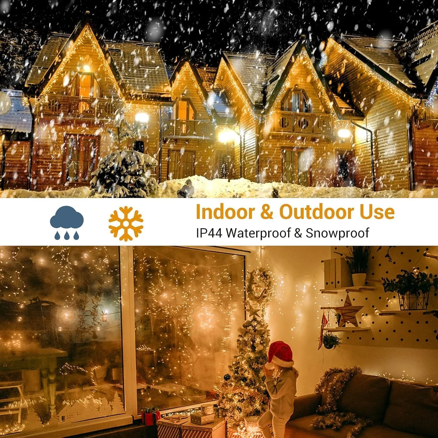 چراغ های یخی کریسمس Quntis برای فضای باز، 10 متر / 32 فوت 400 LED چراغ های پری یخی با تایمر و 8 حالت، 80 آویز چراغ های کریسمس فضای باز با منبع تغذیه اصلی برای سقف بالکن لبه دیوار پنجره ها - سفید گرم چراغ های یخی کریسمس Quntis برای فضای باز، 10 متر / 32 فوت 400 LED چراغ های پری یخی با تایمر و 8 حالت، 80 آویز چراغ های کریسمس فضای باز با منبع تغذیه اصلی برای سقف بالکن لبه دیوار پنجره ها - سفید گرم