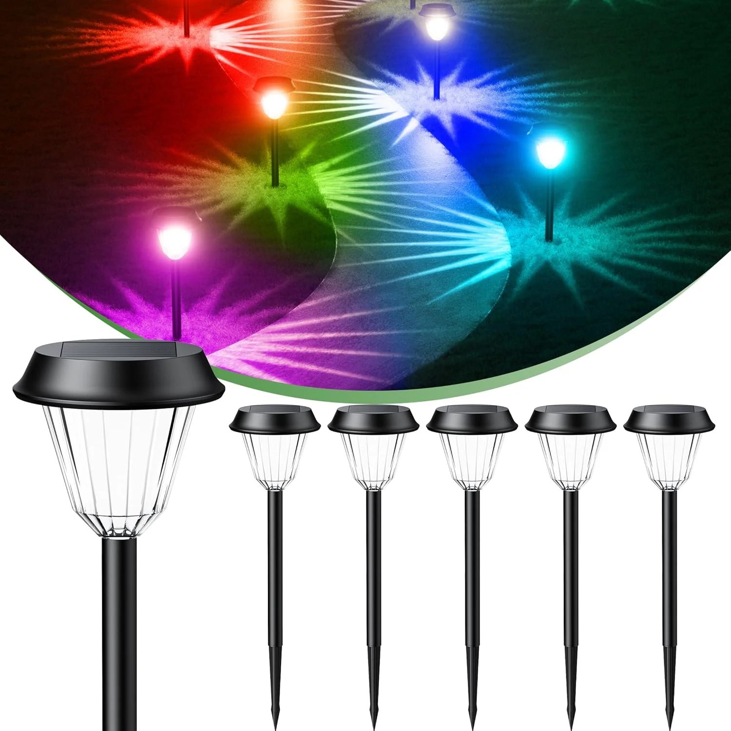 چراغ های خورشیدی فضای باز Quntis، 6 عددی، سفید گرم/RGB، چراغ های باغی خورشیدی ضد آب IP65، لامپ خورشیدی اتوماتیک، چراغ خورشیدی سفید گرم برای باغ، مسیر، پاسیو، پیاده رو، چمن خانه چراغ های خورشیدی فضای باز Quntis، 6 عددی، سفید گرم/RGB، چراغ های باغی خورشیدی ضد آب IP65، لامپ خورشیدی اتوماتیک، چراغ خورشیدی سفید گرم برای باغ، مسیر، پاسیو، پیاده رو، چمن خانه