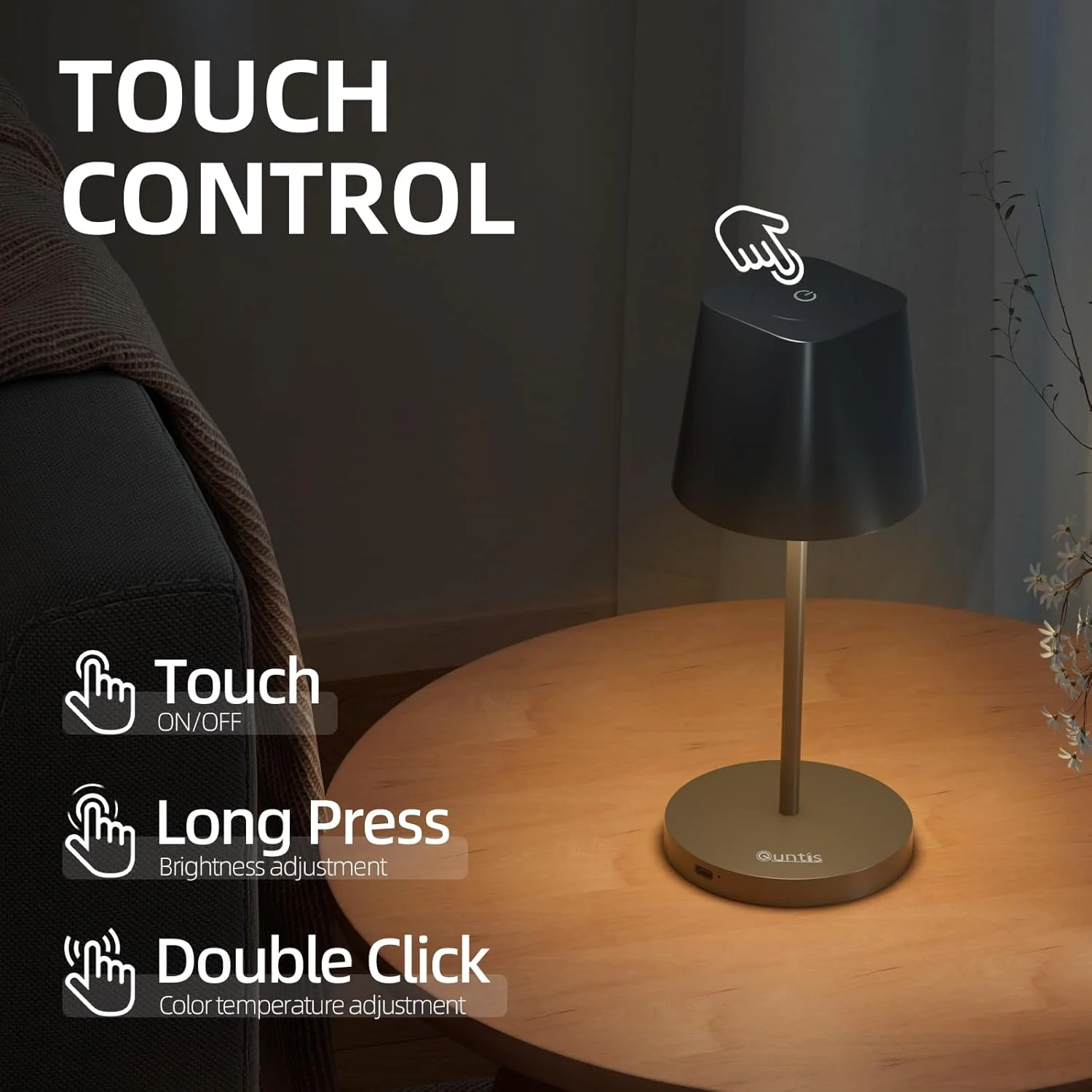 چراغ رومیزی LED بی سیم، لمسی و دیمر شونده، قابل شارژ USB، دمای رنگ دوگانه 3000K-4000K، ضد آب IP44 مناسب فضای باز برای میز غذاخوری و کمپینگ چراغ رومیزی LED بی سیم، لمسی و دیمر شونده، قابل شارژ USB، دمای رنگ دوگانه 3000K-4000K، ضد آب IP44 مناسب فضای باز برای میز غذاخوری و کمپینگ