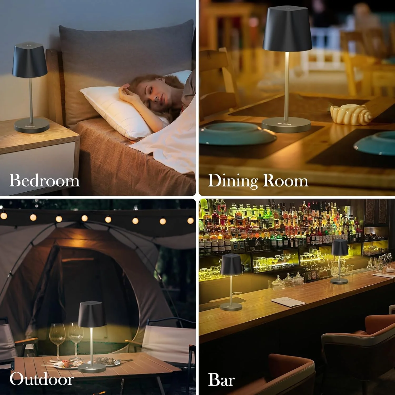 چراغ رومیزی LED بی سیم، لمسی و دیمر شونده، قابل شارژ USB، دمای رنگ دوگانه 3000K-4000K، ضد آب IP44 مناسب فضای باز برای میز غذاخوری و کمپینگ چراغ رومیزی LED بی سیم، لمسی و دیمر شونده، قابل شارژ USB، دمای رنگ دوگانه 3000K-4000K، ضد آب IP44 مناسب فضای باز برای میز غذاخوری و کمپینگ