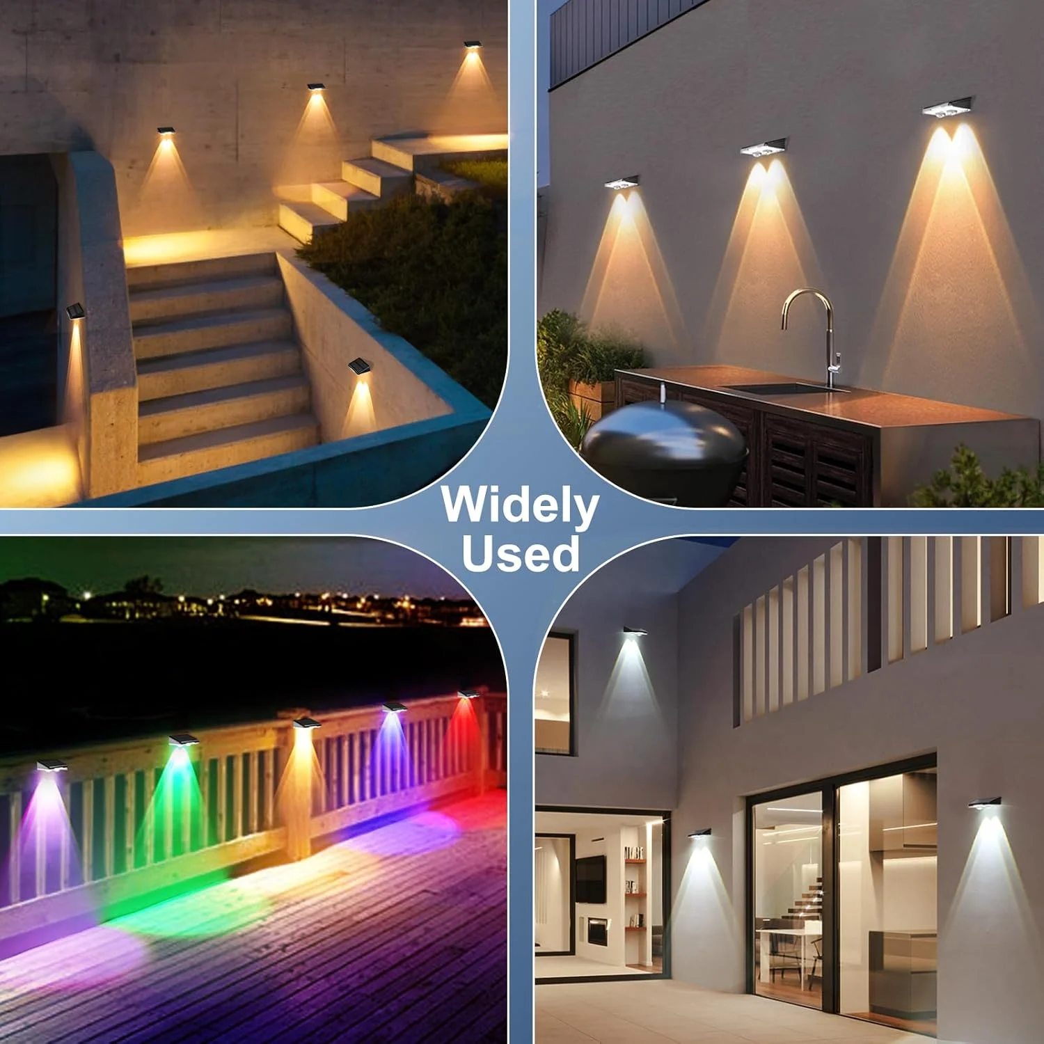 چراغهای خورشیدی RGBCW چهار عددی Quntis، چراغهای حصار با 11 حالت رنگی با انرژی خورشیدی، چراغهای عرشه خورشیدی ضد آب، چراغهای خورشیدی از غروب تا سحر برای فضای باز باغ حیاط پله دیوار ایوان تعطیلات چراغهای خورشیدی RGBCW چهار عددی Quntis، چراغهای حصار با 11 حالت رنگی با انرژی خورشیدی، چراغهای عرشه خورشیدی ضد آب، چراغهای خورشیدی از غروب تا سحر برای فضای باز باغ حیاط پله دیوار ایوان تعطیلات