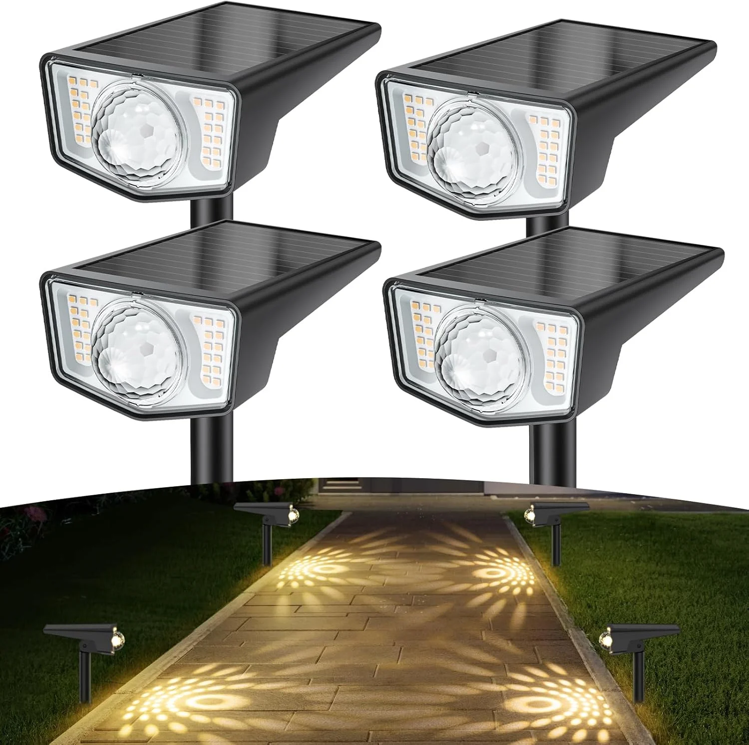 چراغ های نقطه ای خورشیدی فضای باز، چراغ های محوطه سازی خورشیدی فوق العاده روشن با 2 لنز جداشدنی، چراغ های نقطه ای ضد آب خورشیدی برای دیوار حیاط باغ در فضای باز - سفید گرم - بسته 4 عددی چراغ های نقطه ای خورشیدی فضای باز، چراغ های محوطه سازی خورشیدی فوق العاده روشن با 2 لنز جداشدنی، چراغ های نقطه ای ضد آب خورشیدی برای دیوار حیاط باغ در فضای باز - سفید گرم - بسته 4 عددی