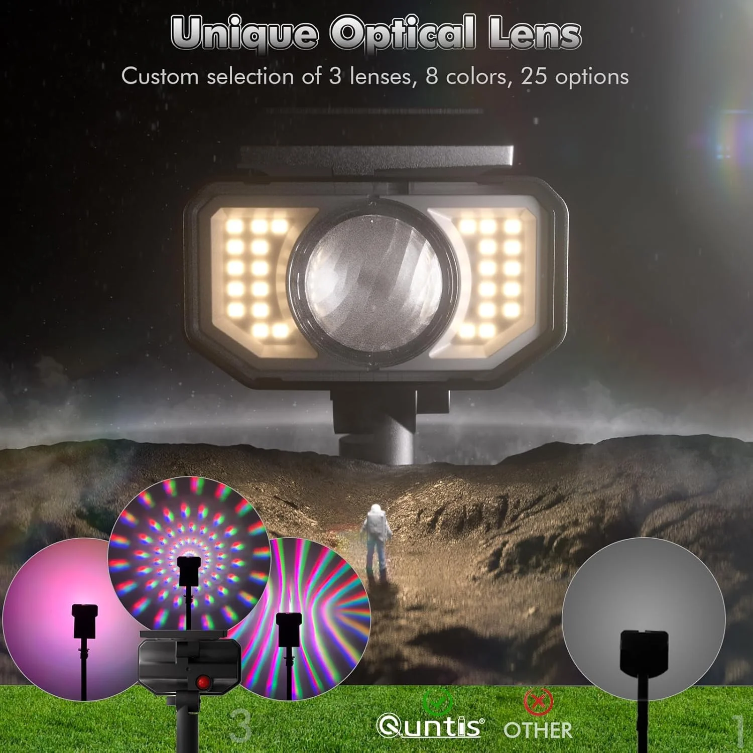 چراغهای خورشیدی فضای باز ضد آب Quntis Ambience Pro، 26+1 LED با 3 حالت نورپردازی گرم، چراغهای نقطهای خورشیدی قابل تنظیم 2 در 1 برای پیادهرو، حیاط، باغ، مسیر ماشینرو، پاسیو، تزئین درخت - بسته 4 عددی چراغهای خورشیدی فضای باز ضد آب Quntis Ambience Pro، 26+1 LED با 3 حالت نورپردازی گرم، چراغهای نقطهای خورشیدی قابل تنظیم 2 در 1 برای پیادهرو، حیاط، باغ، مسیر ماشینرو، پاسیو، تزئین درخت - بسته 4 عددی