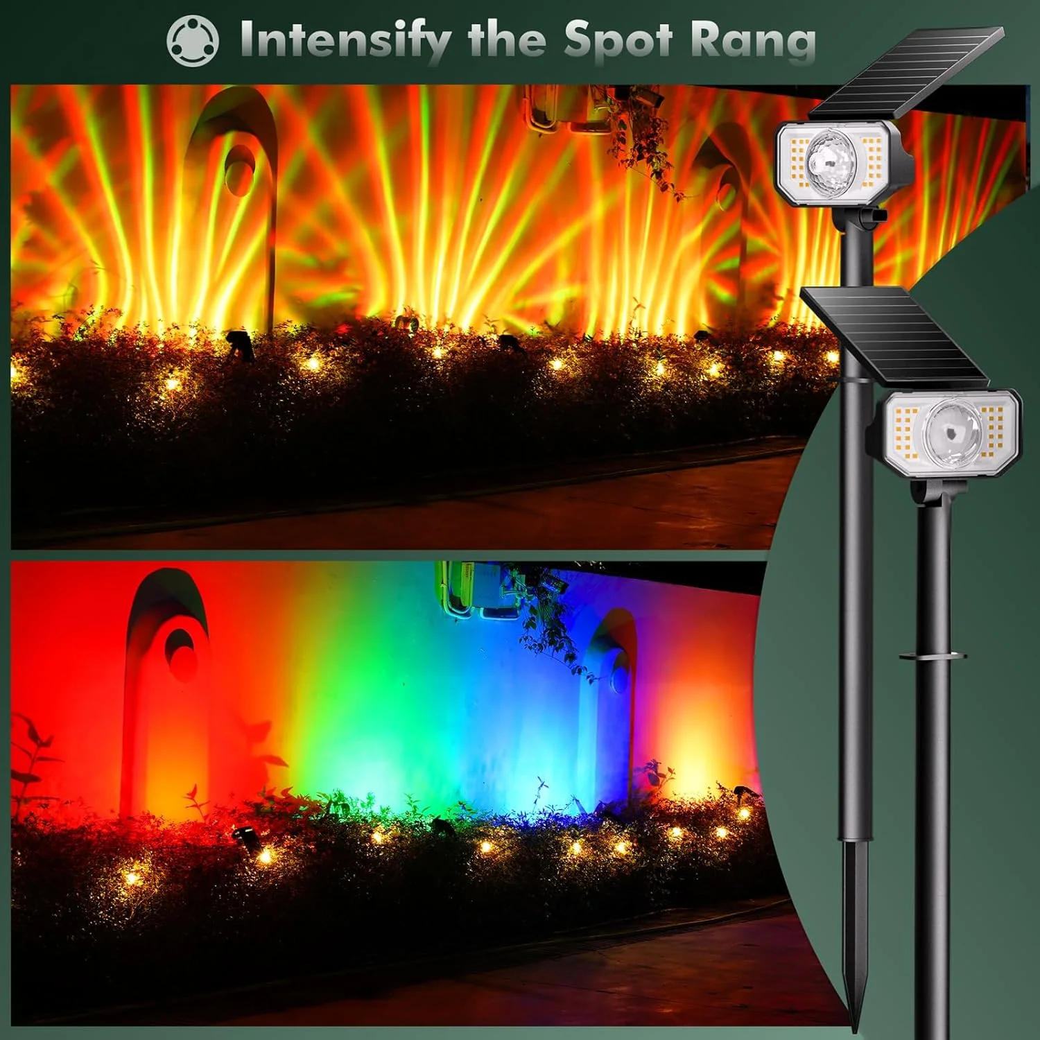 چراغهای خورشیدی فضای باز ضد آب Quntis Ambience Pro، 26+1 LED با 3 حالت نورپردازی گرم، چراغهای نقطهای خورشیدی قابل تنظیم 2 در 1 برای پیادهرو، حیاط، باغ، مسیر ماشینرو، پاسیو، تزئین درخت - بسته 4 عددی چراغهای خورشیدی فضای باز ضد آب Quntis Ambience Pro، 26+1 LED با 3 حالت نورپردازی گرم، چراغهای نقطهای خورشیدی قابل تنظیم 2 در 1 برای پیادهرو، حیاط، باغ، مسیر ماشینرو، پاسیو، تزئین درخت - بسته 4 عددی